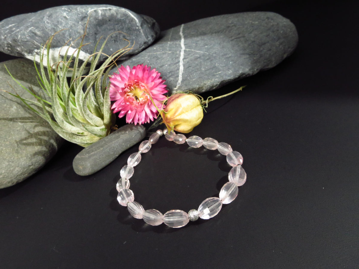 Rosenquarz Armband Silber Rosenquarz AAA Armband rosa Edelstein Rosenquarz Silber Stein Armband Qualität Natur Rosenquarz