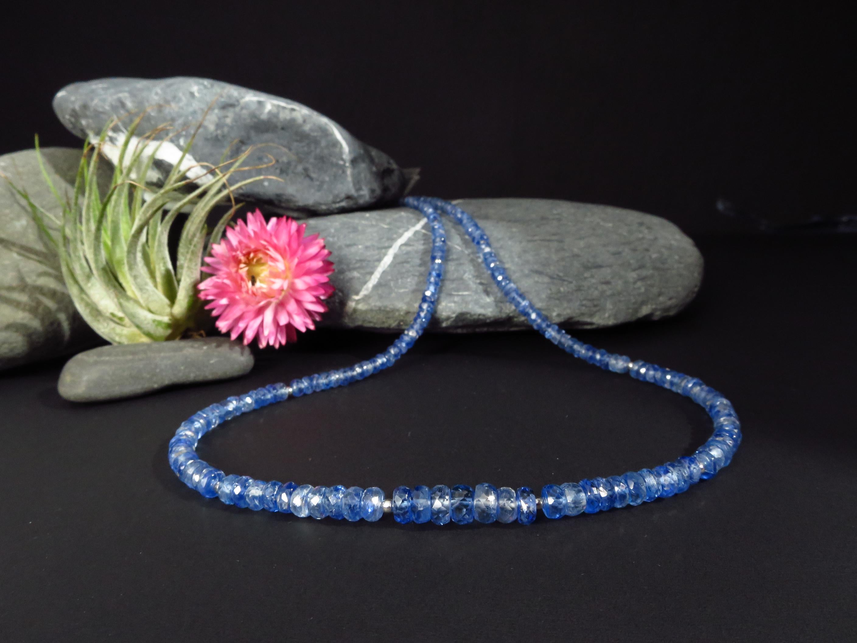 Kyanit Kette blau Disthen Edelstein Collier facettiert
