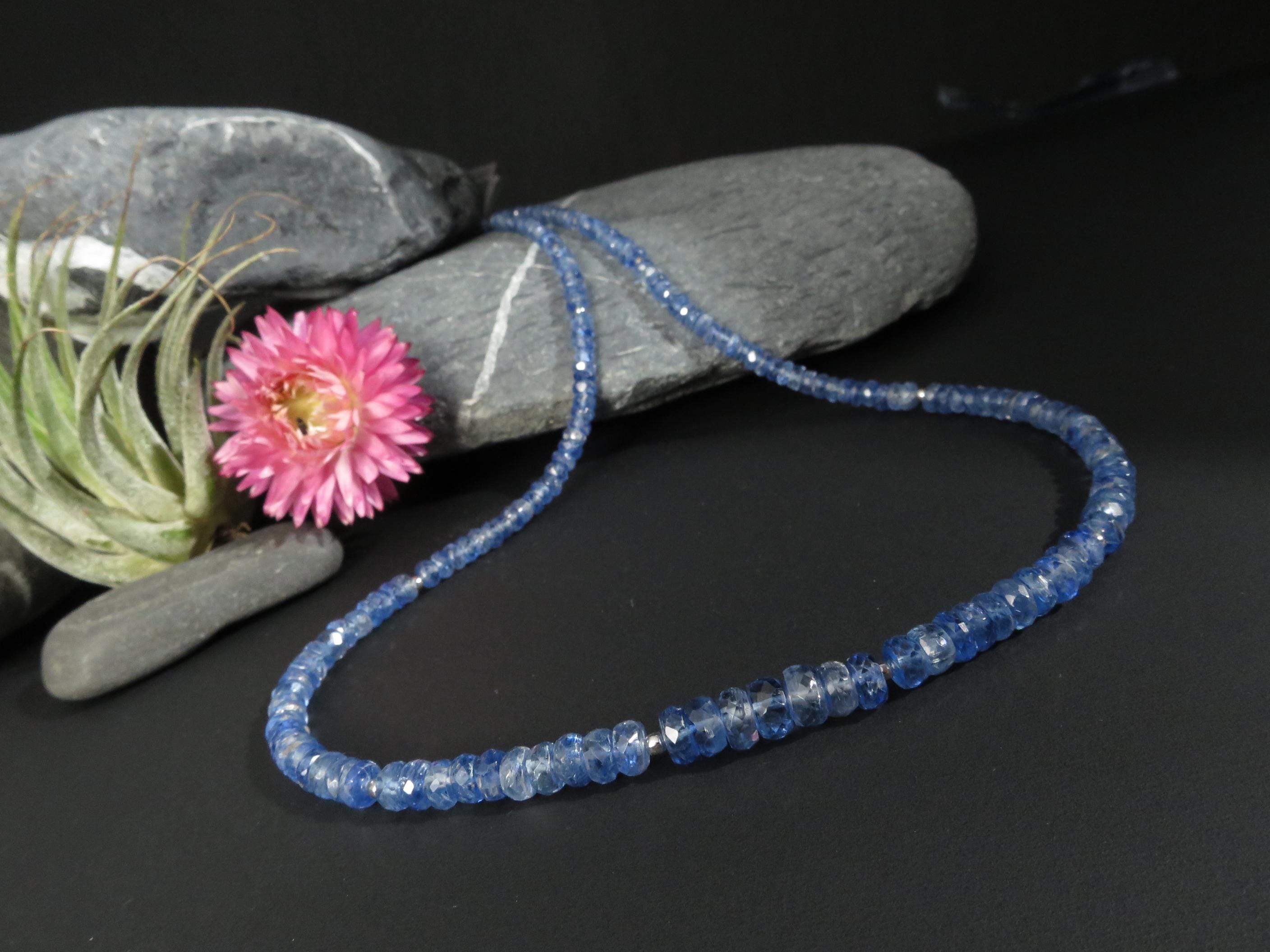 Kyanit Kette blau Disthen Edelstein Collier facettiert