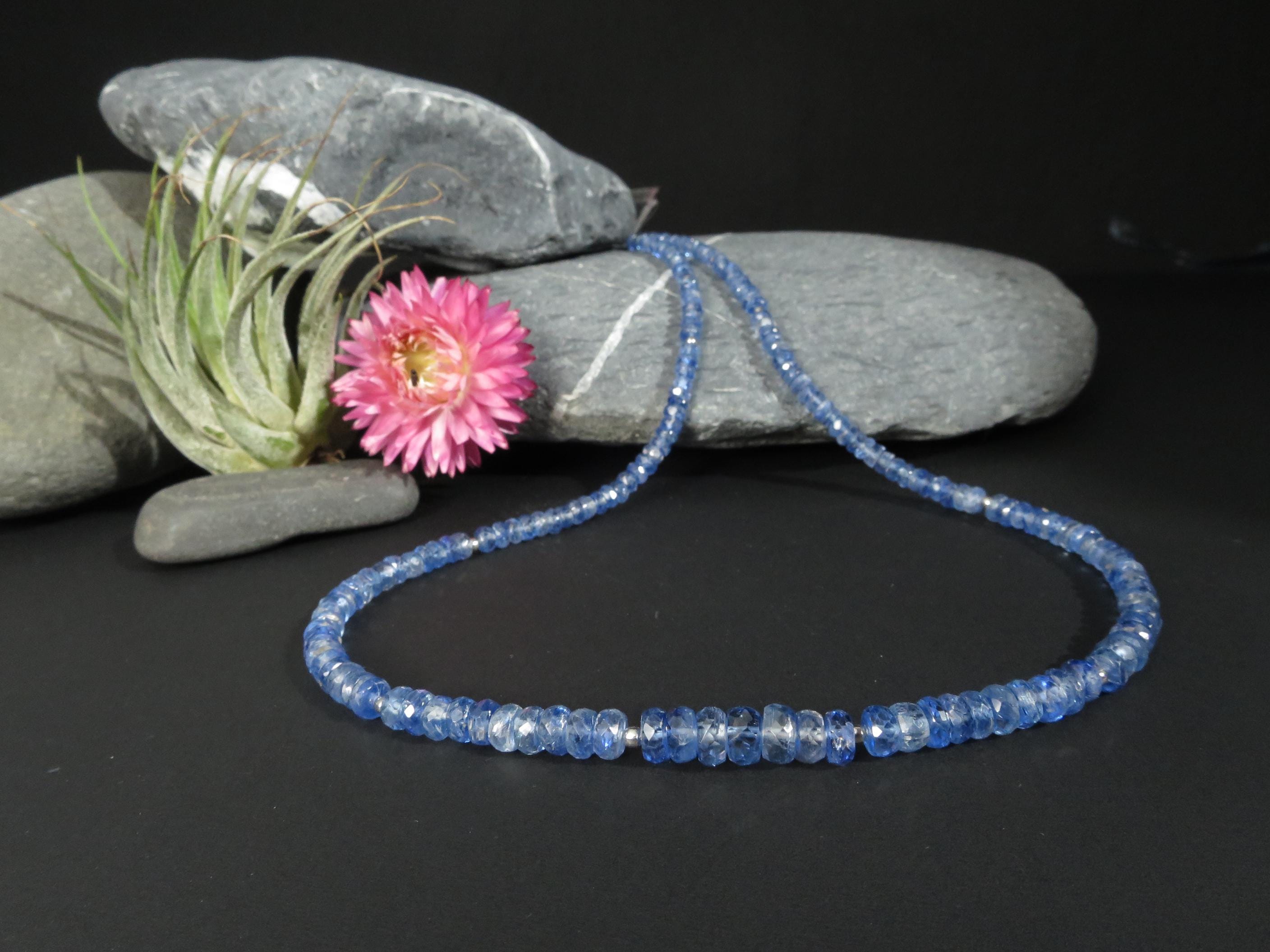 Kyanit Kette blau Disthen Edelstein Collier facettiert