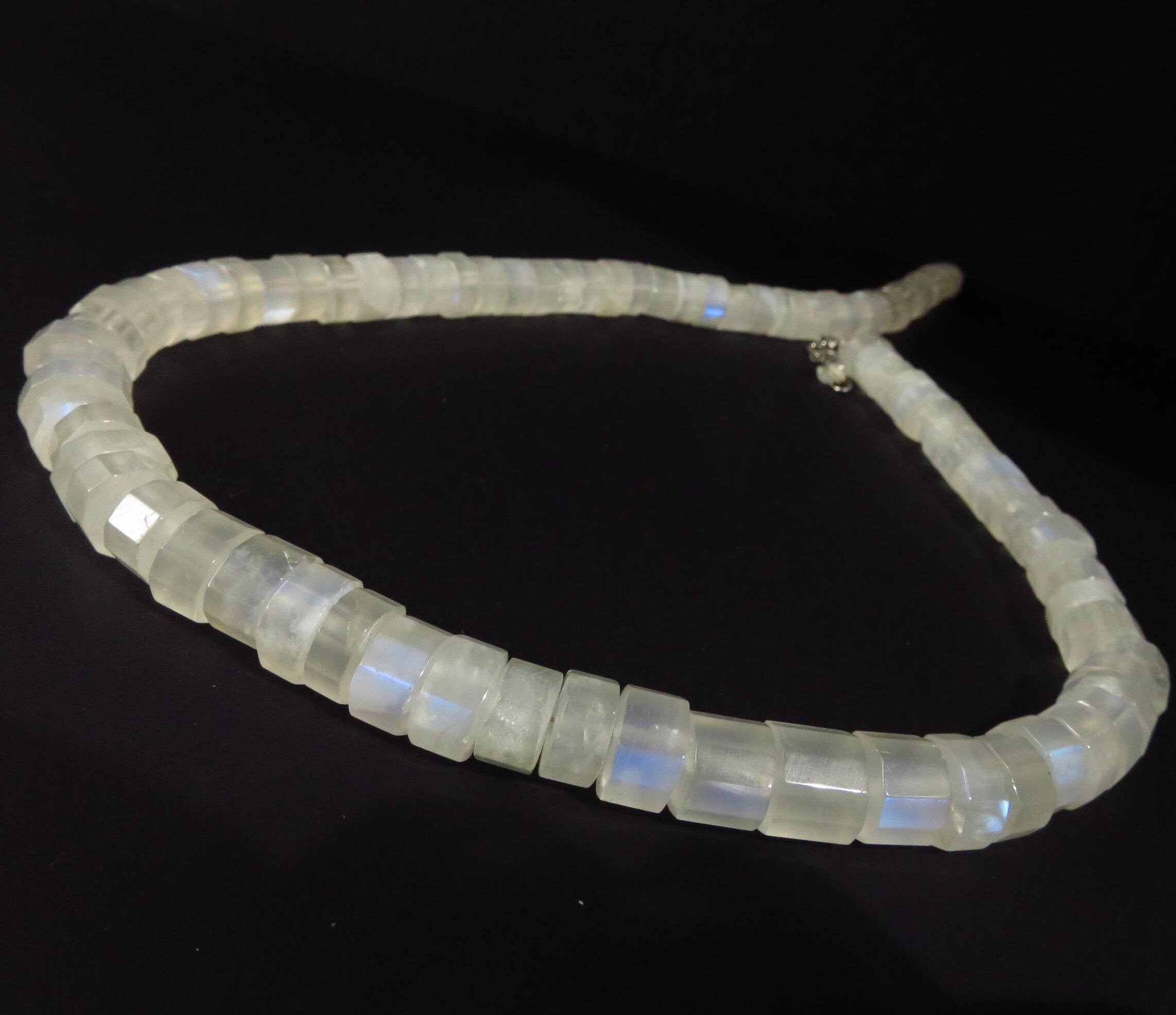 Mondstein Collier Silber Regenbogen Mondstein Kette weiß Edelstein Natur Mondstein Halskette Edelsteine Stepcut Mondstein Kette Unikat