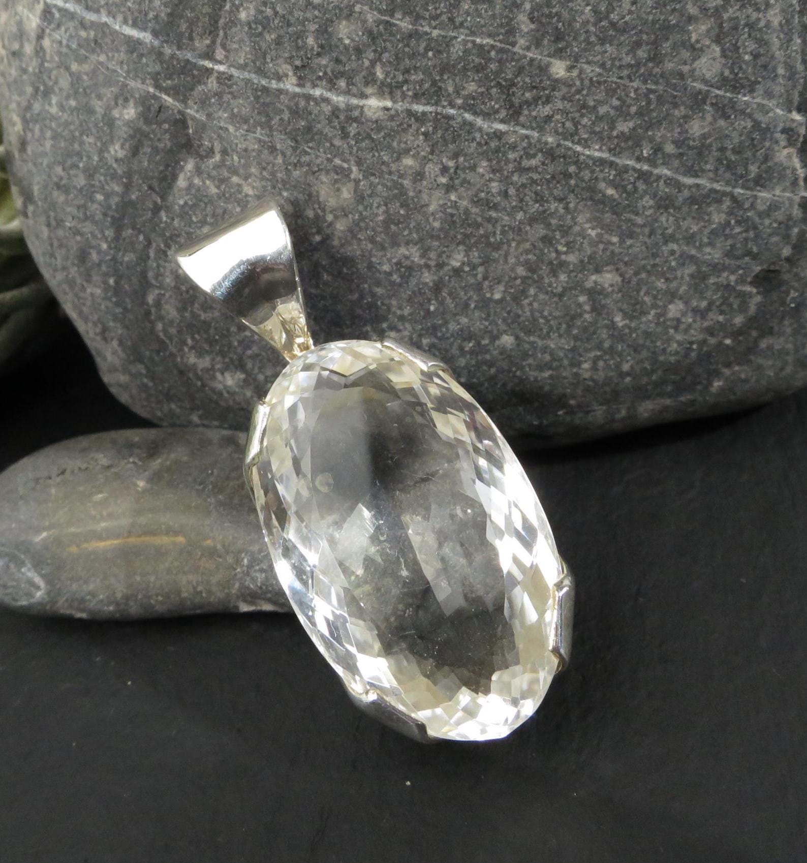 Bergkristall Anhänger Silber Natur Bergkristall Kettenanhänger Silber Kristall Anhänger Natur Edelstein Unikat Anhänger Unisex Bergkristall