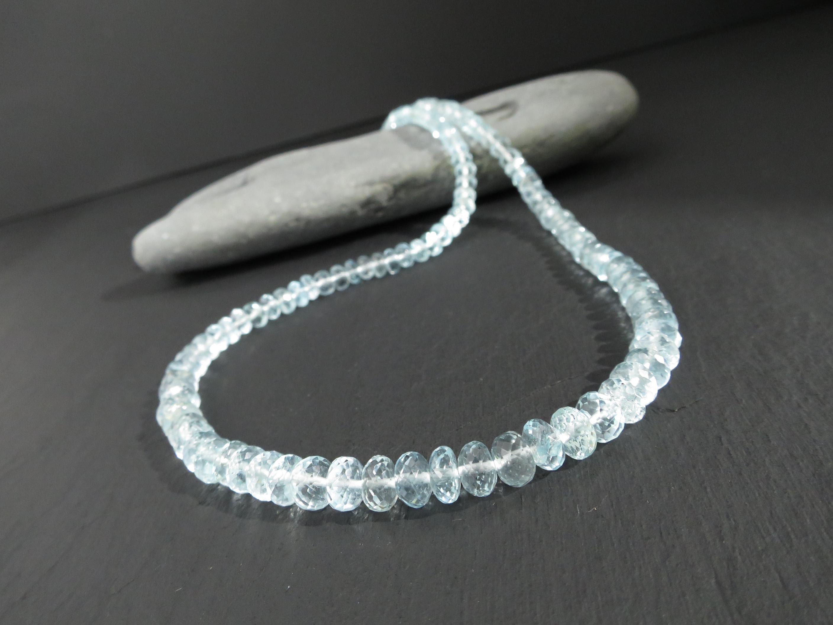 Aquamarin Kette Silber Aquamarin Halskette blau Beryll Collier Aquamarin Natur Edelstein Aquamarin Perlen Kette klar Silber AAA Aquamarin