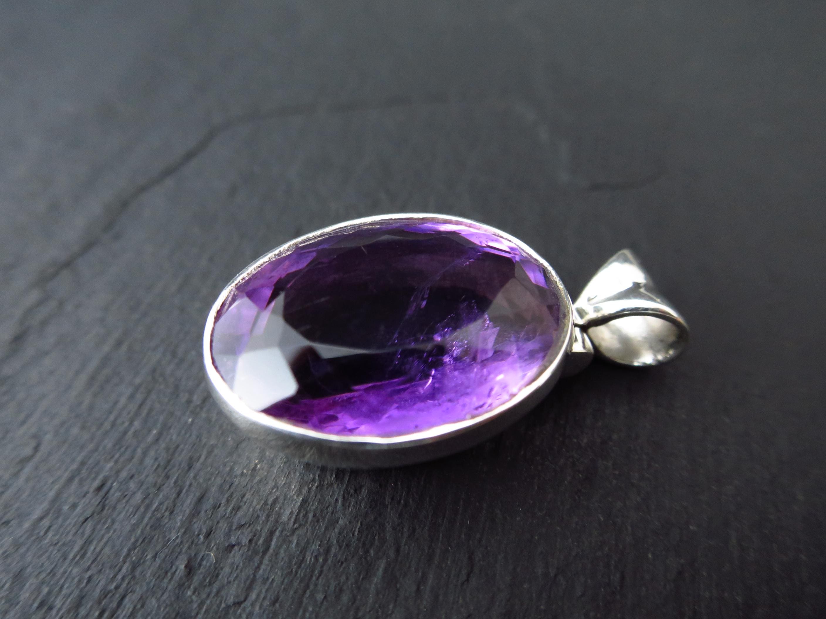 Amethyst Silber Anhänger lila Amethyst Natur Edelstein Amethyst Kettenanhänger lila Silber Anhänger Natur Amethyst Unikat Kettenanhänger