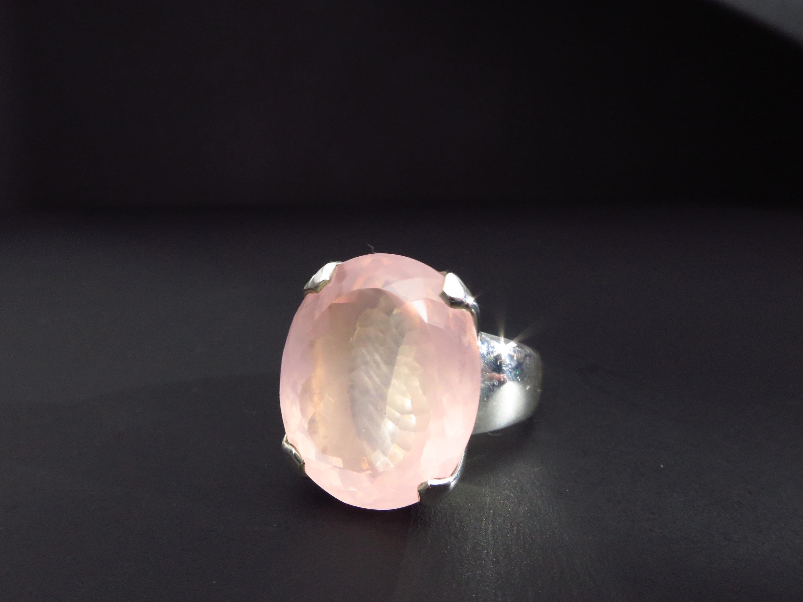 Rosenquarz Ring Silber Rosenquarz Statement Ring Silber rosa Edelstein Rosenquarz facettiert Ring Größe 9 Geburtstein Rosenquarz Ring