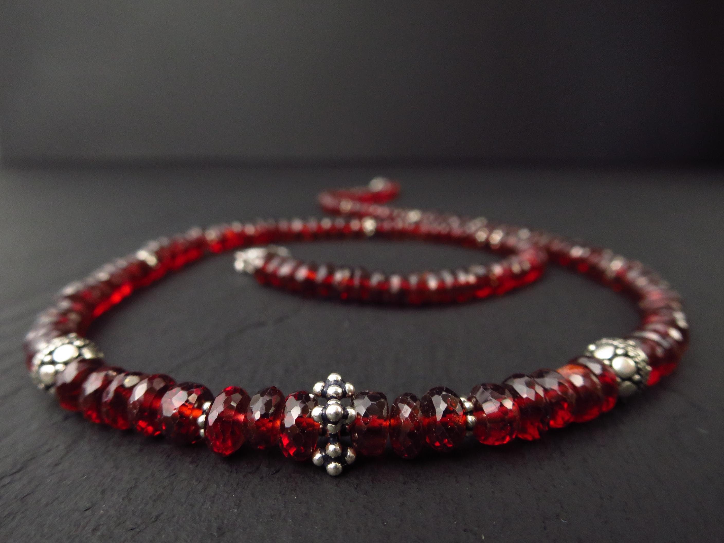 Mosambik Granat Silber Kette rotes Edelstein Collier