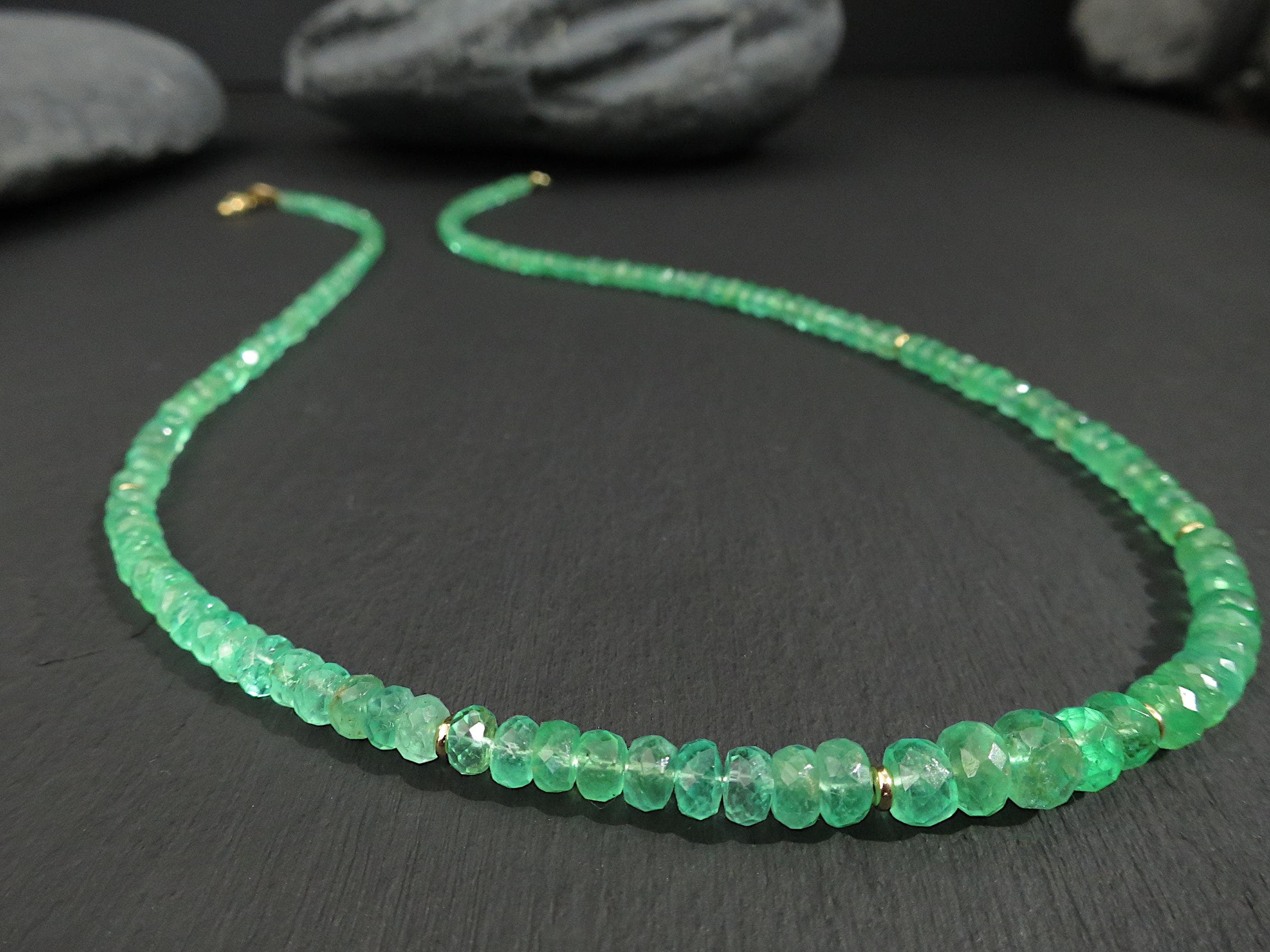 Smaragd Kette Gold Smaragd Collier Kulumbien Gold grüne Smaragd Halskette facettiert Smaragd solid Gold Steinkette AAA Qualität Smaragd