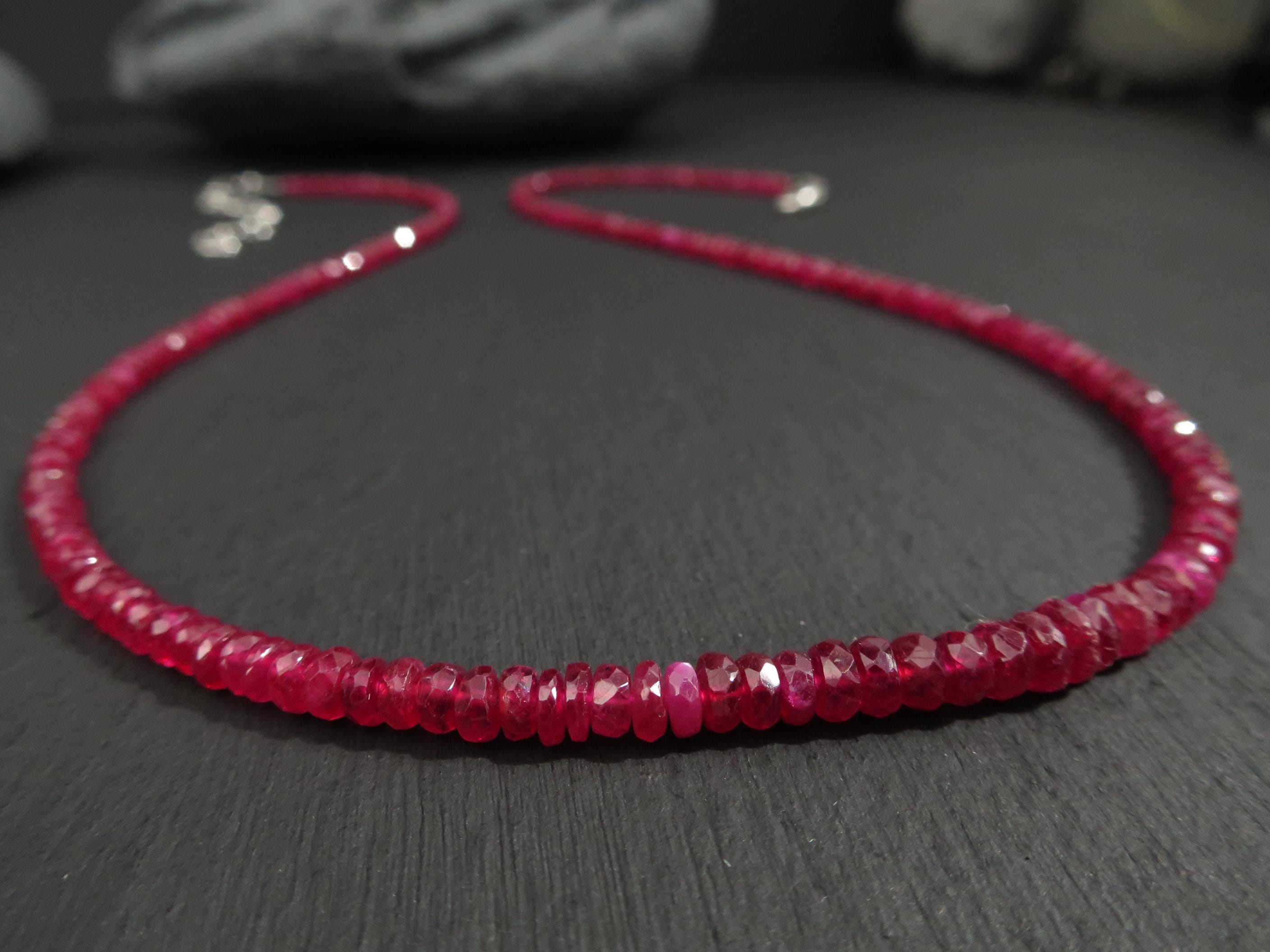 Rubin Kette Silber Echt Rubin Halskette Rubin Natur rot Rubin Kette Collier Rubin Edelstein Kette Rubin Naturfarbe unbehandelt