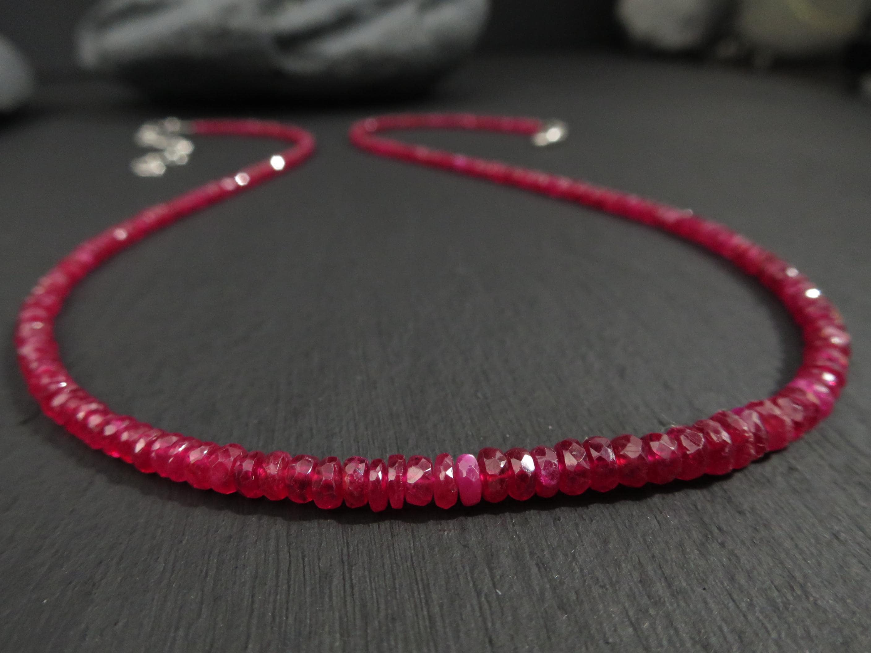 Rubin Kette Silber Echt Rubin Halskette Rubin Natur rot Rubin Kette Collier Rubin Edelstein Kette Rubin Naturfarbe unbehandelt