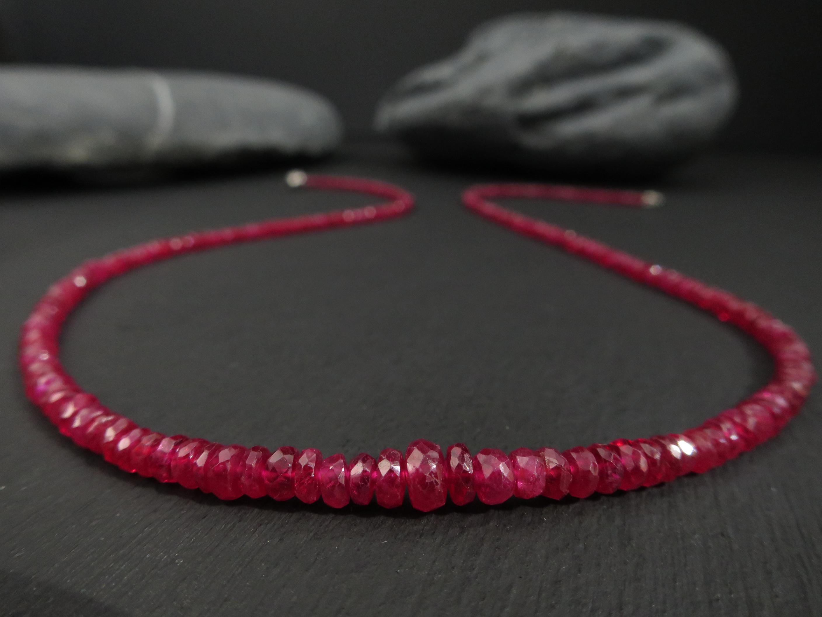 Rubin Collier Silber Echt Rubin Halskette Rubin Natur rot Rubin Kette Collier Rubin unbehandelter Edelstein Kette Rubin Naturfarbe Collier