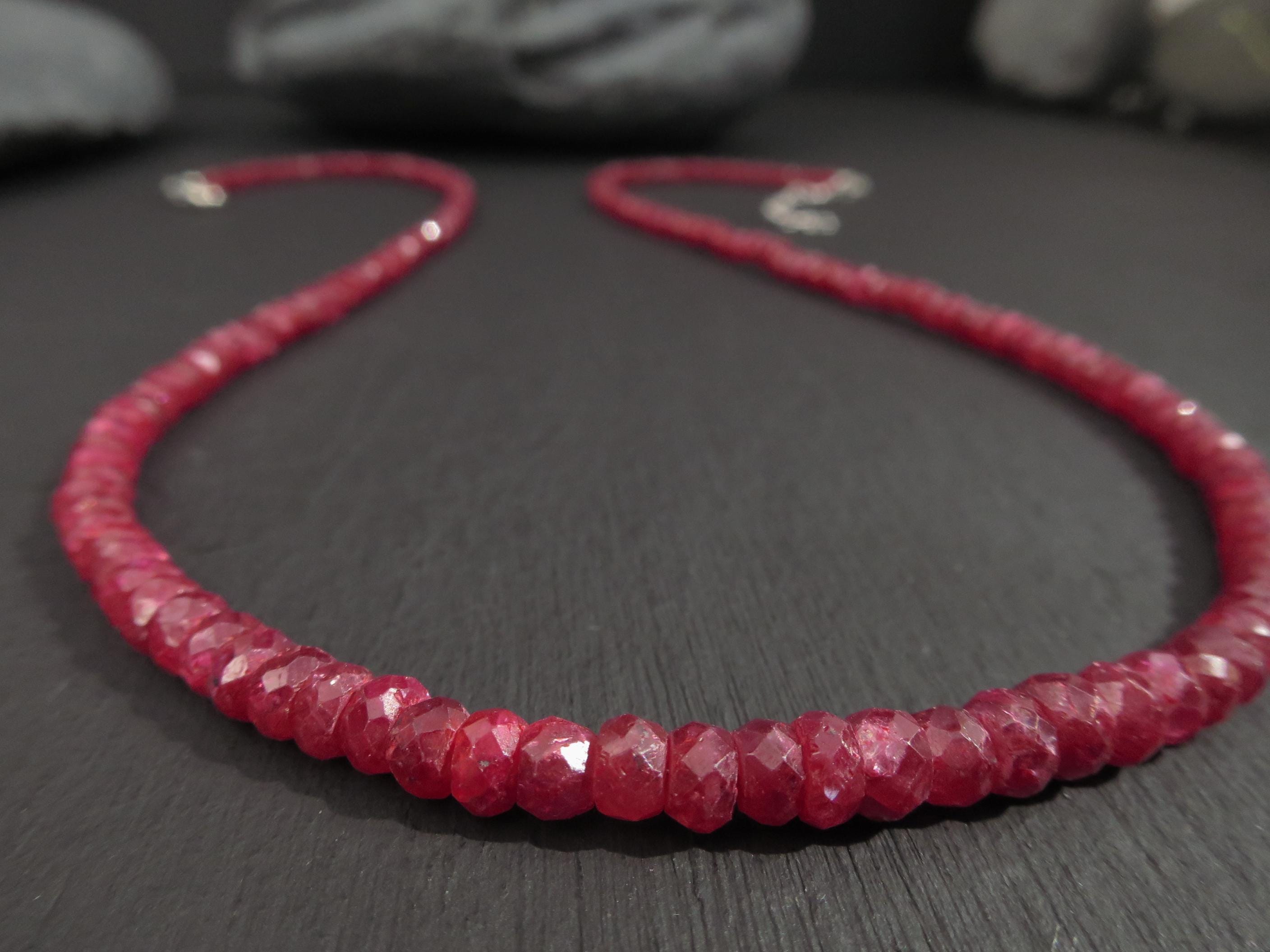 Rubin Collier Silber Echt Rubin Halskette Rubin Natur rot Rubin Kette Collier Rubin unbehandelter Edelstein Kette Rubin Naturfarbe Collier