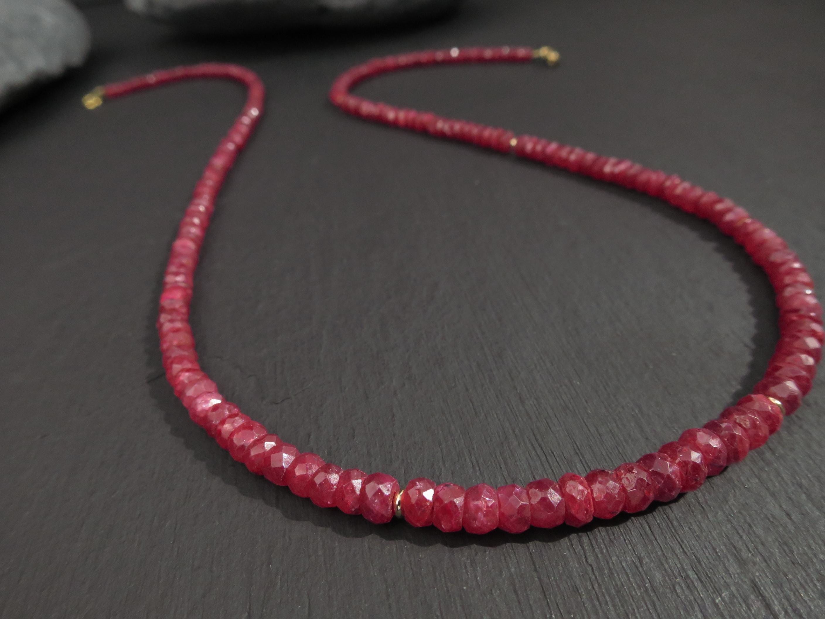 Rubin Kette Gold 9ct Rubin Edelstein Halskette rot Natur Collier Gold Rubin Echt unbehandelt Naturfarbe