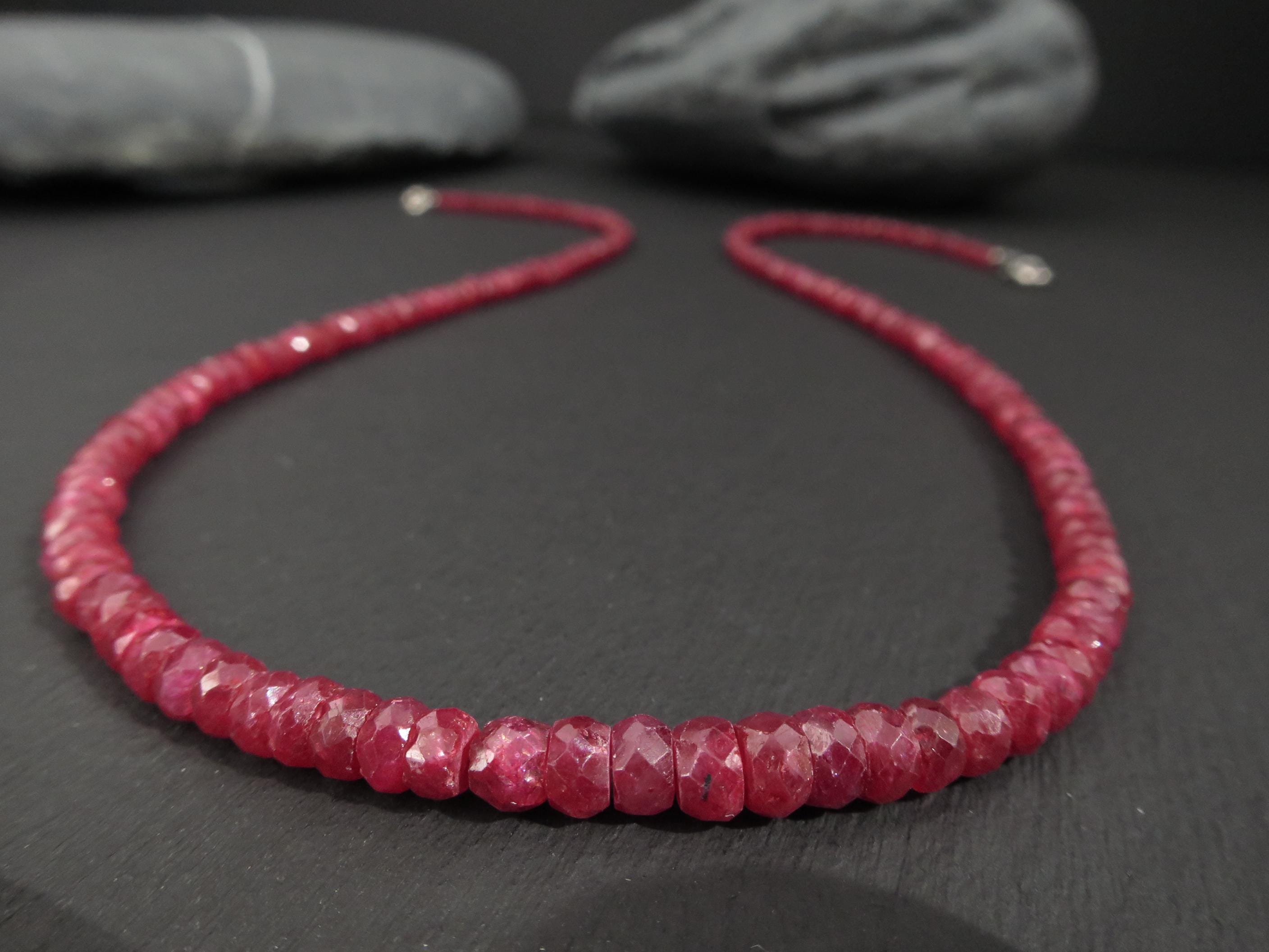 Rubin Collier Silber Echt Rubin Halskette Rubin Natur rot Rubin Kette Collier Rubin unbehandelter Edelstein Kette Rubin Naturfarbe Collier
