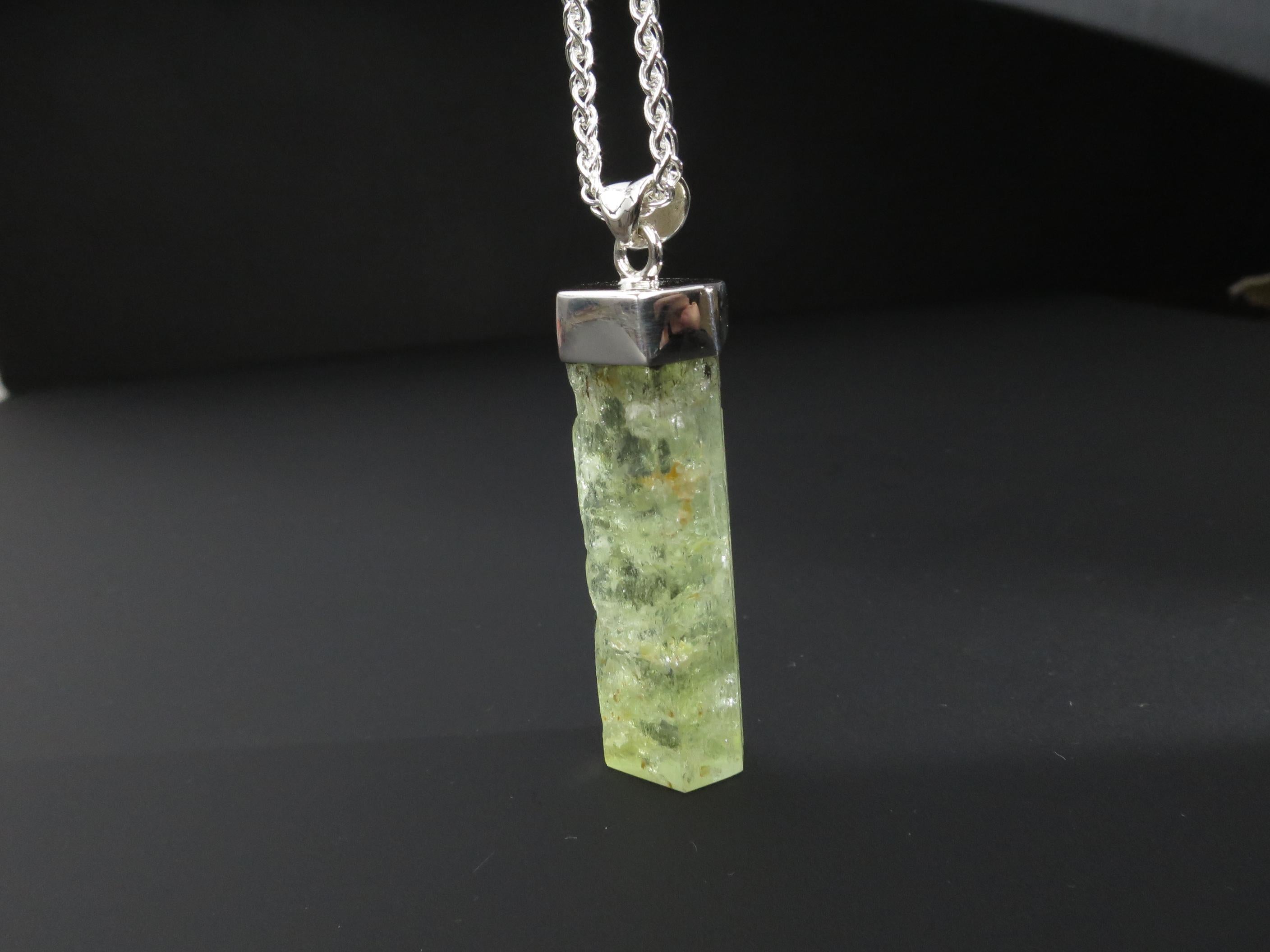 Heliodor Kristall Anhänger Beryll aus Brasilien Silber