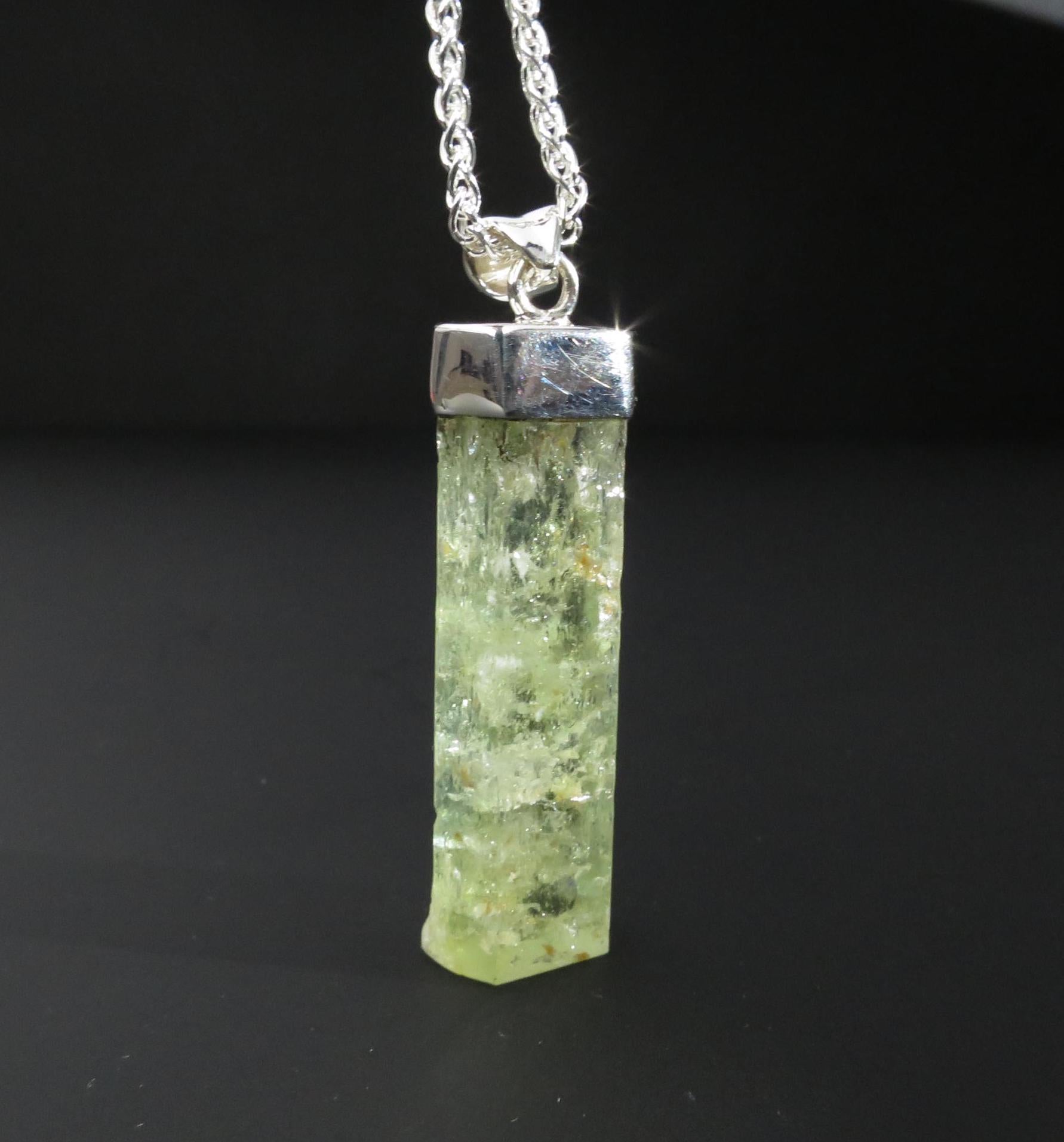 Heliodor Kristall Anhänger Beryll aus Brasilien Silber