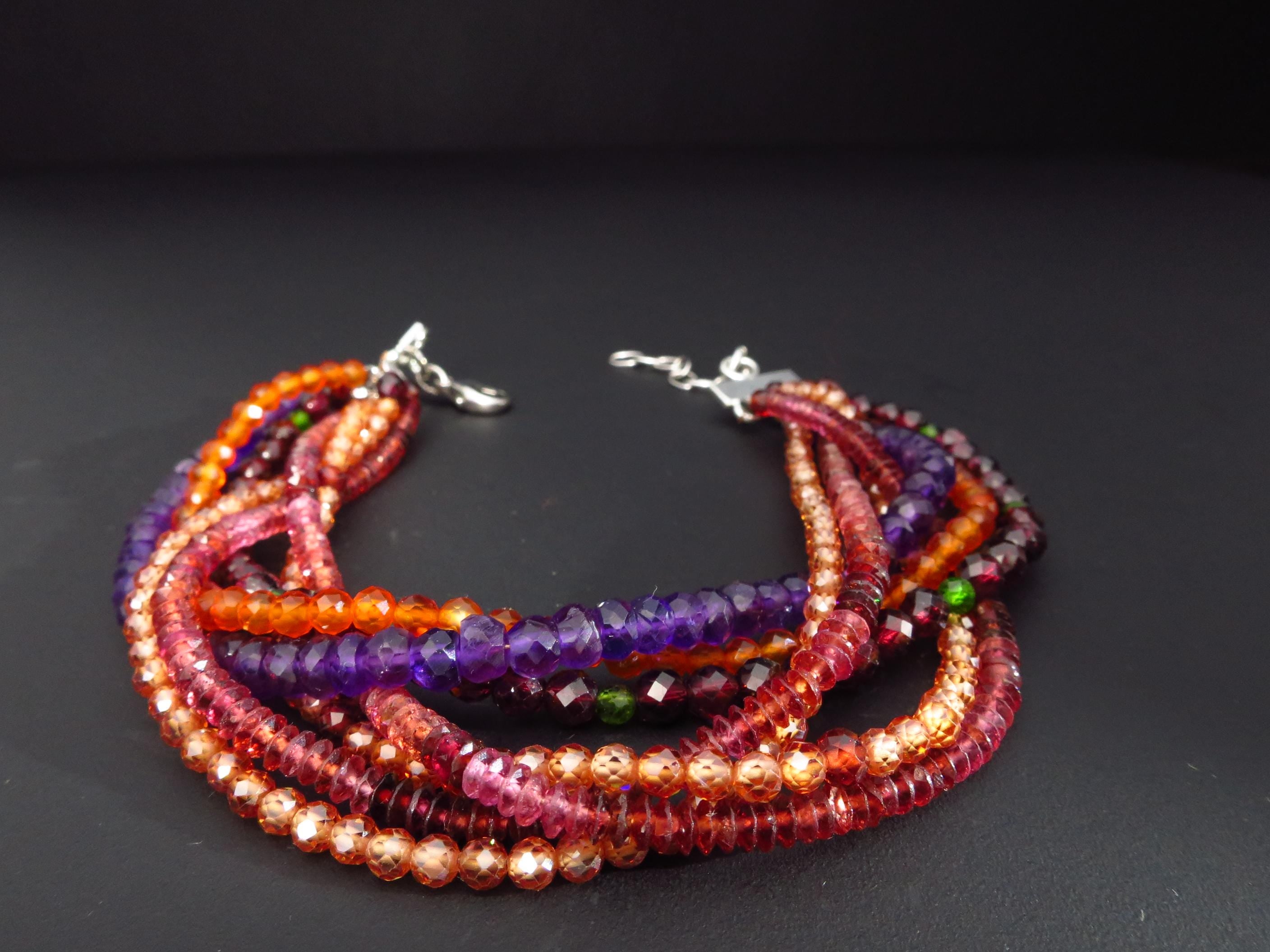 Granat Armband bunt und mehrreihig mit Herbst Farben