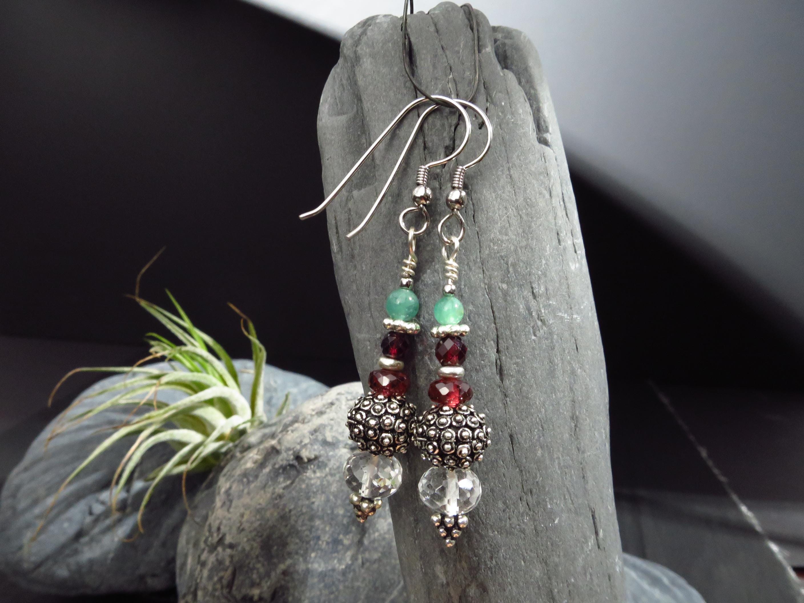 Bergkristall Ohrringe Bali Silber Edelstein Ohrschmuck