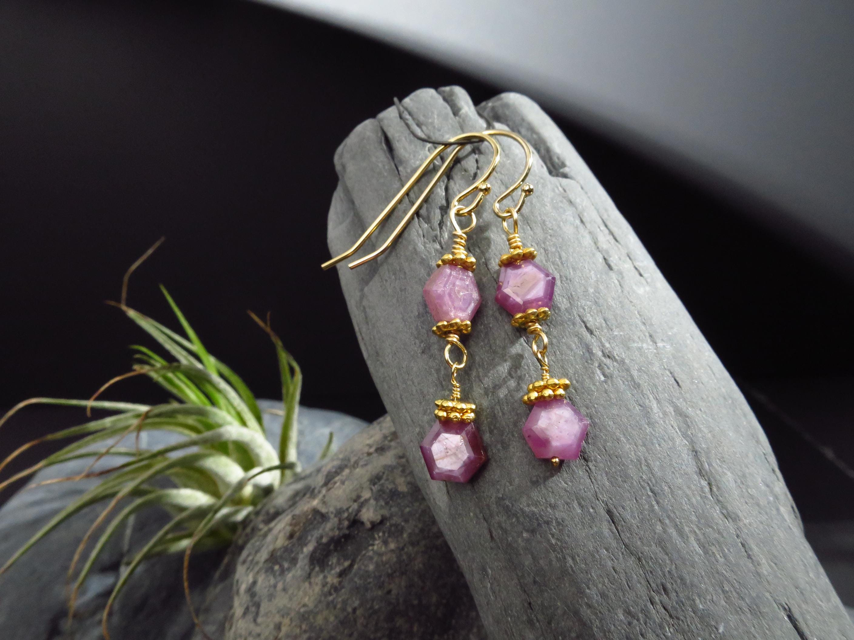 Echte Rubin Kristall Edelstein Ohrringe gold filled