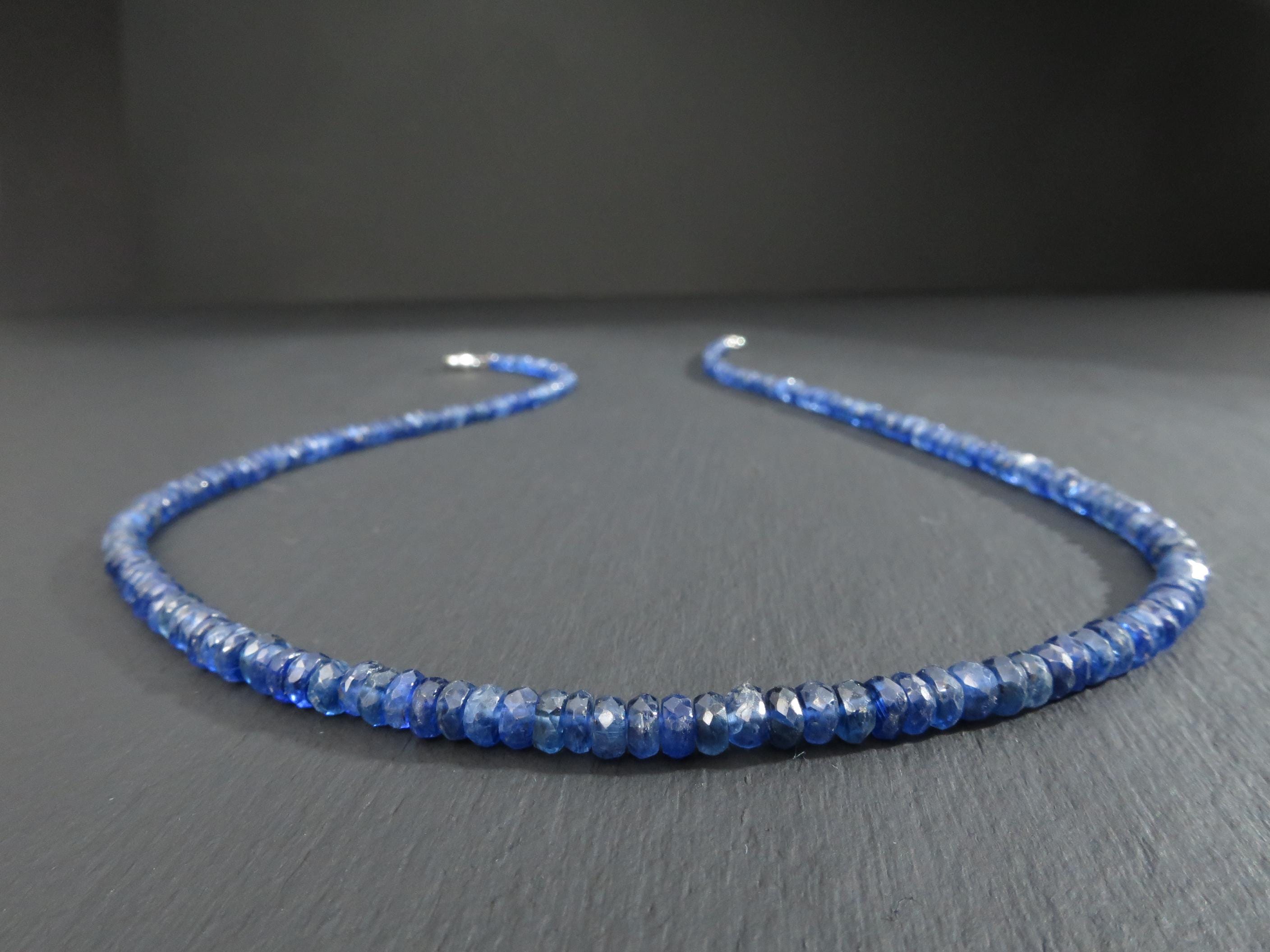 Blaue Saphir Kette facettiert 43 cm natürlich und unbehandelt