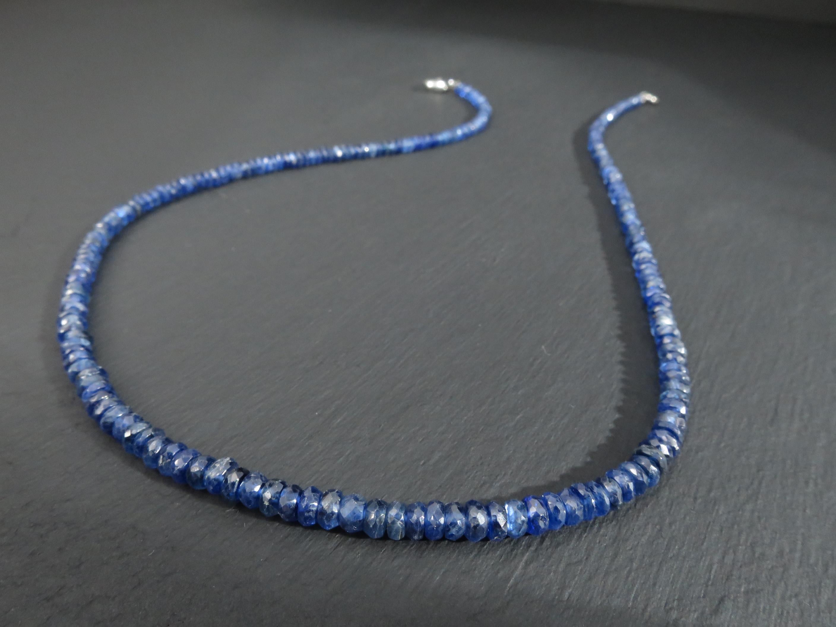 Blaue Saphir Kette facettiert 43 cm natürlich und unbehandelt
