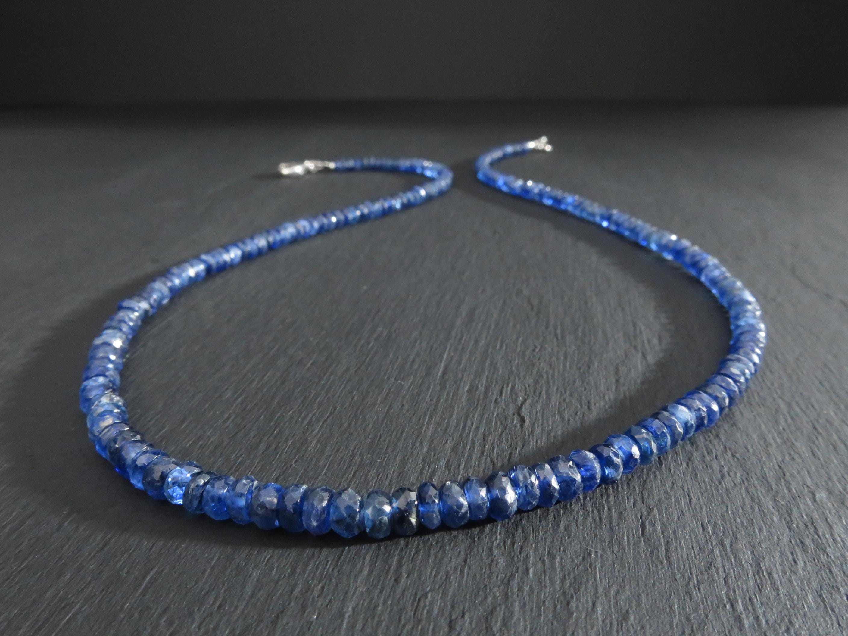 Blaue Saphir Kette facettiert natürlich und unbehandelt 44 cm