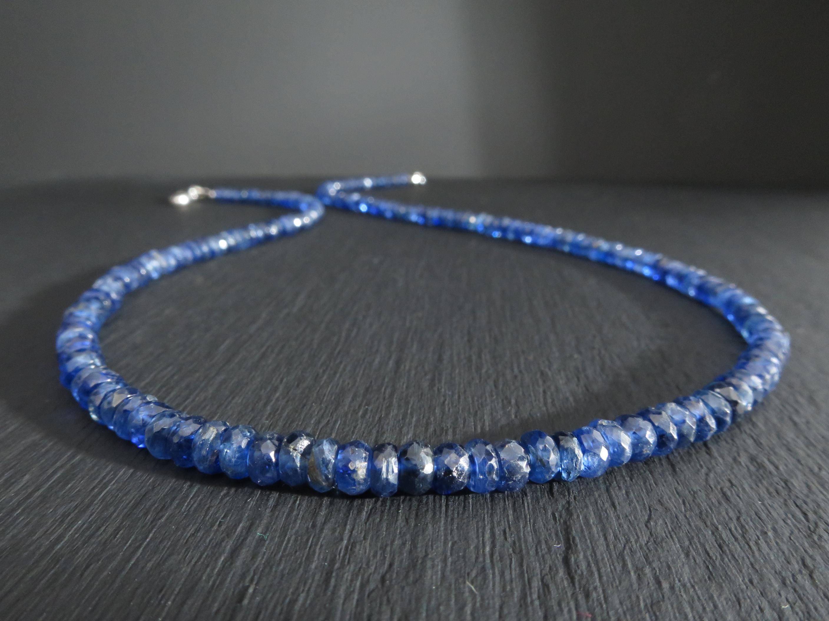 Blaue Saphir Kette facettiert natürlich und unbehandelt 44 cm
