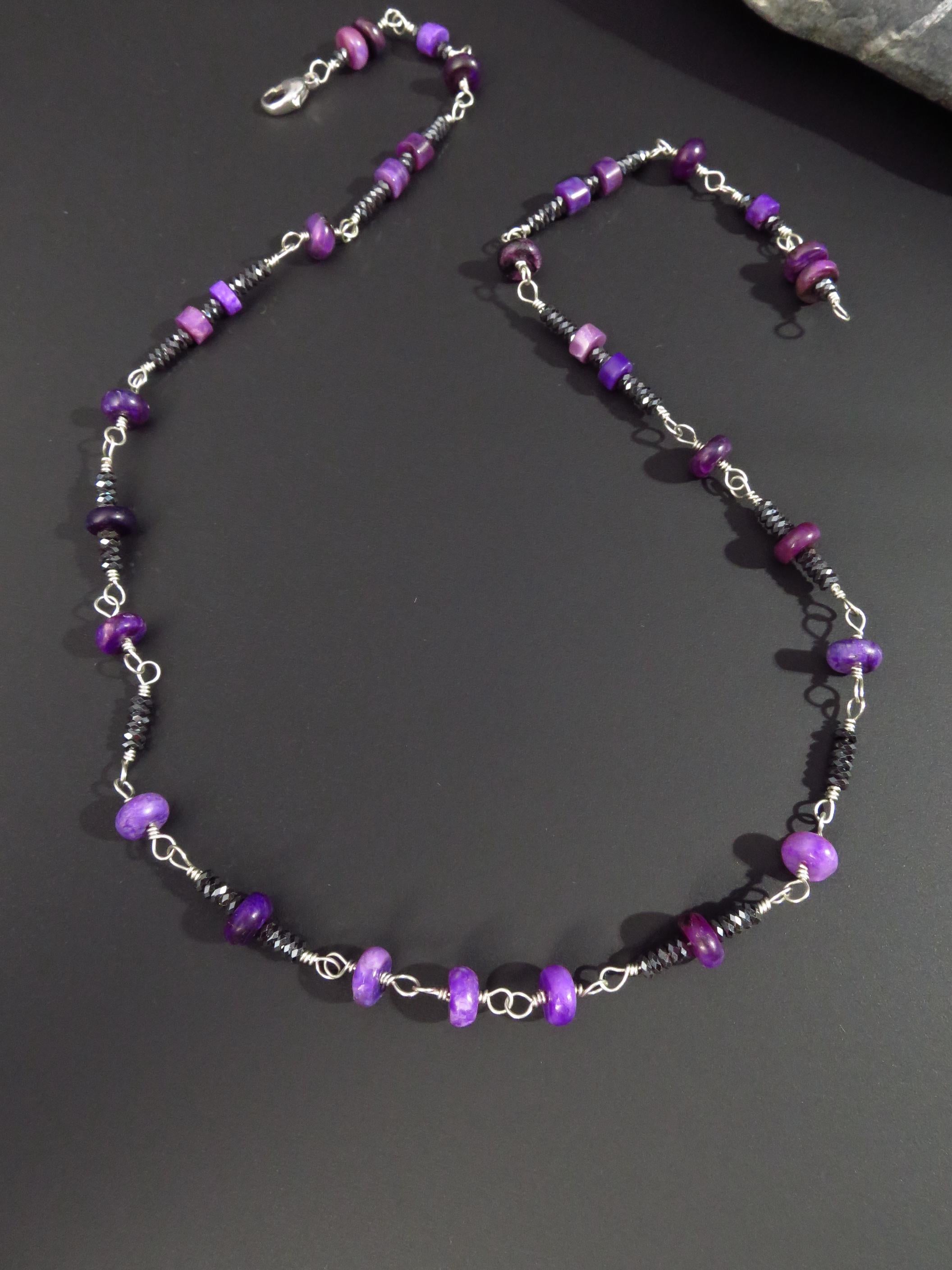 Sugilith Rosenkranz Kette Hämatit Kette 925 Silber