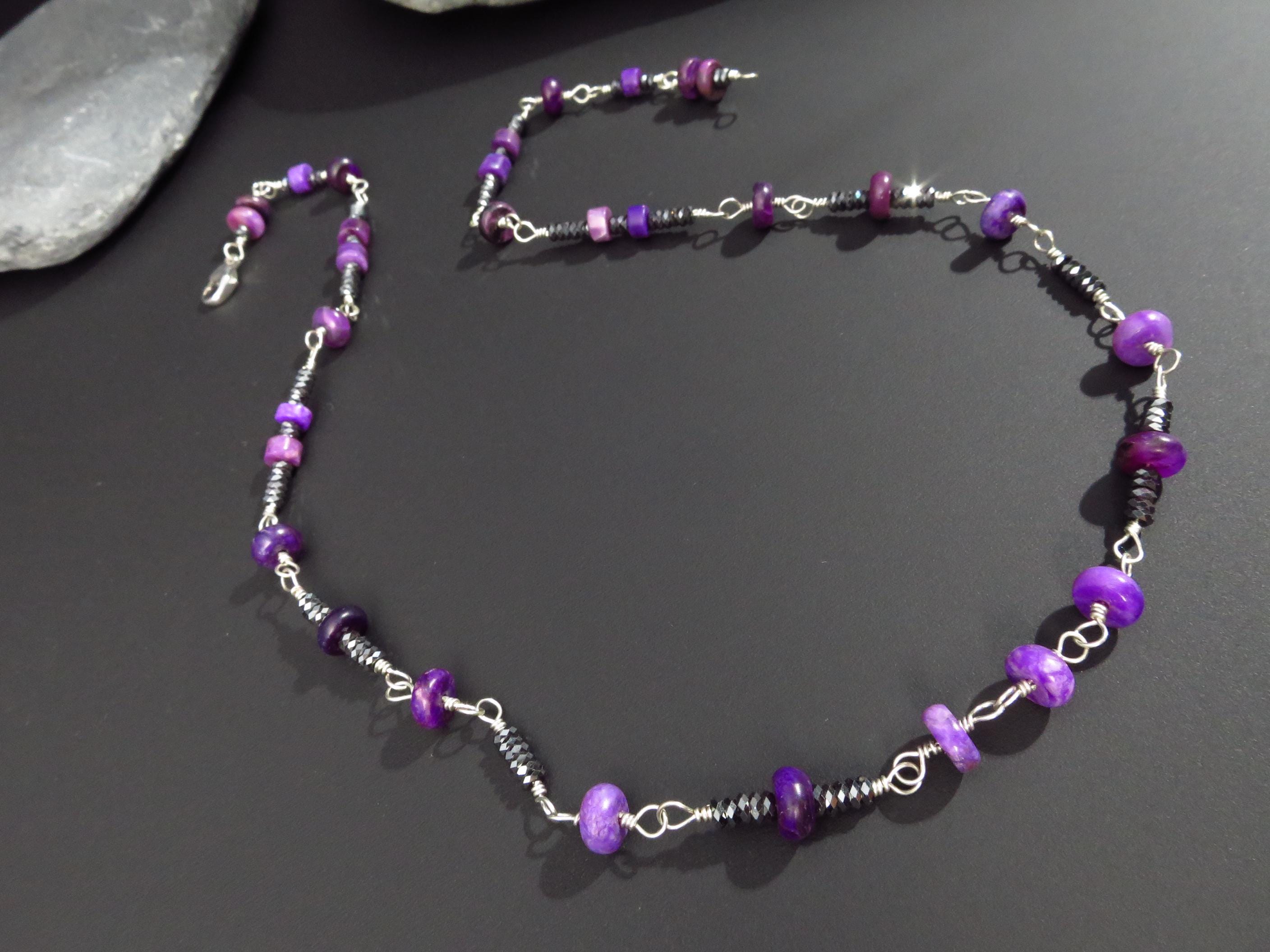 Sugilith Rosenkranz Kette Hämatit Kette 925 Silber