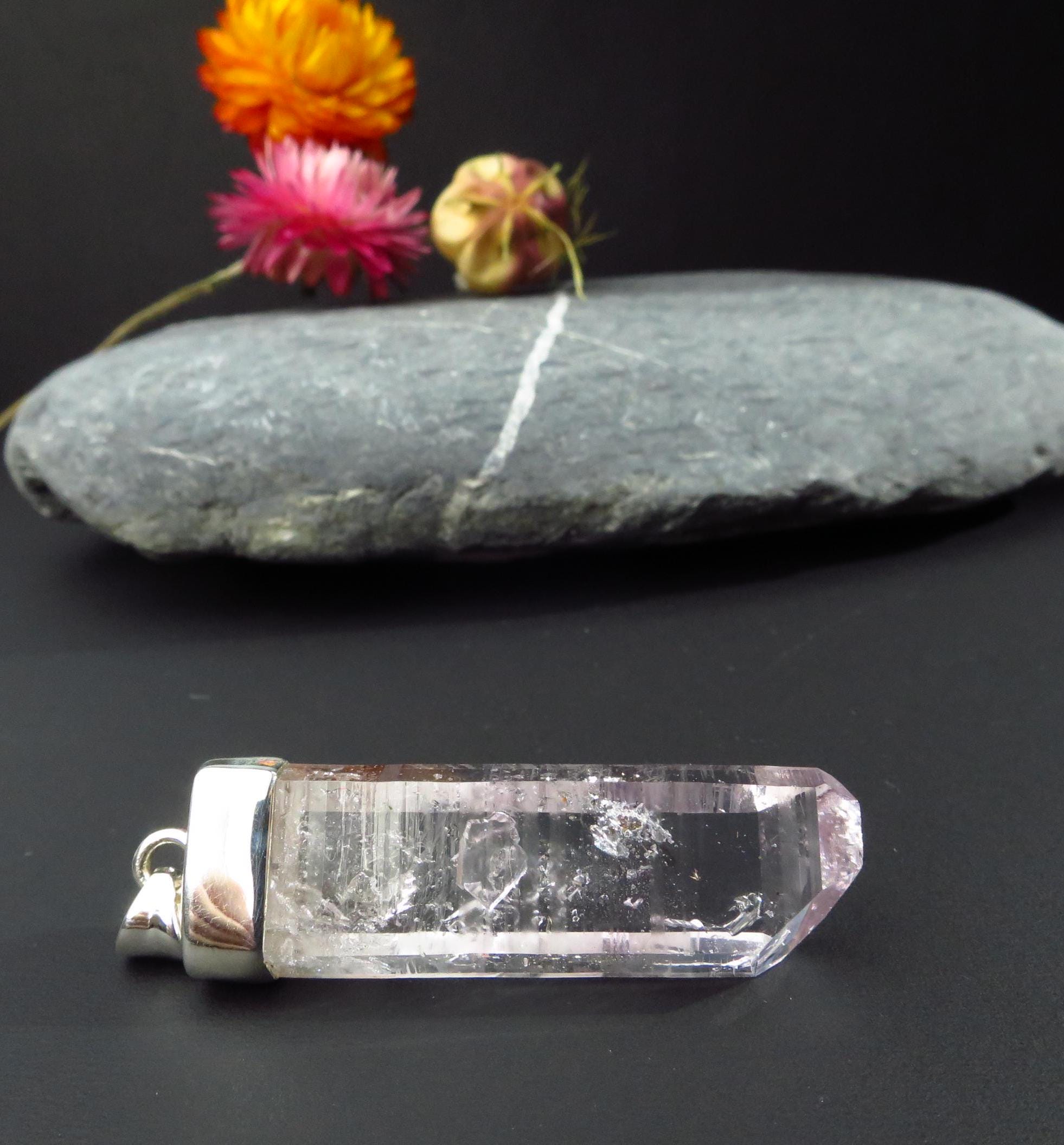 Kristall Anhänger Silber Namibia Natur Kristall Brandberg Afrika zart lila Kristall Spitze Kettenanhänger Silber Amethyst Anhänger Silber
