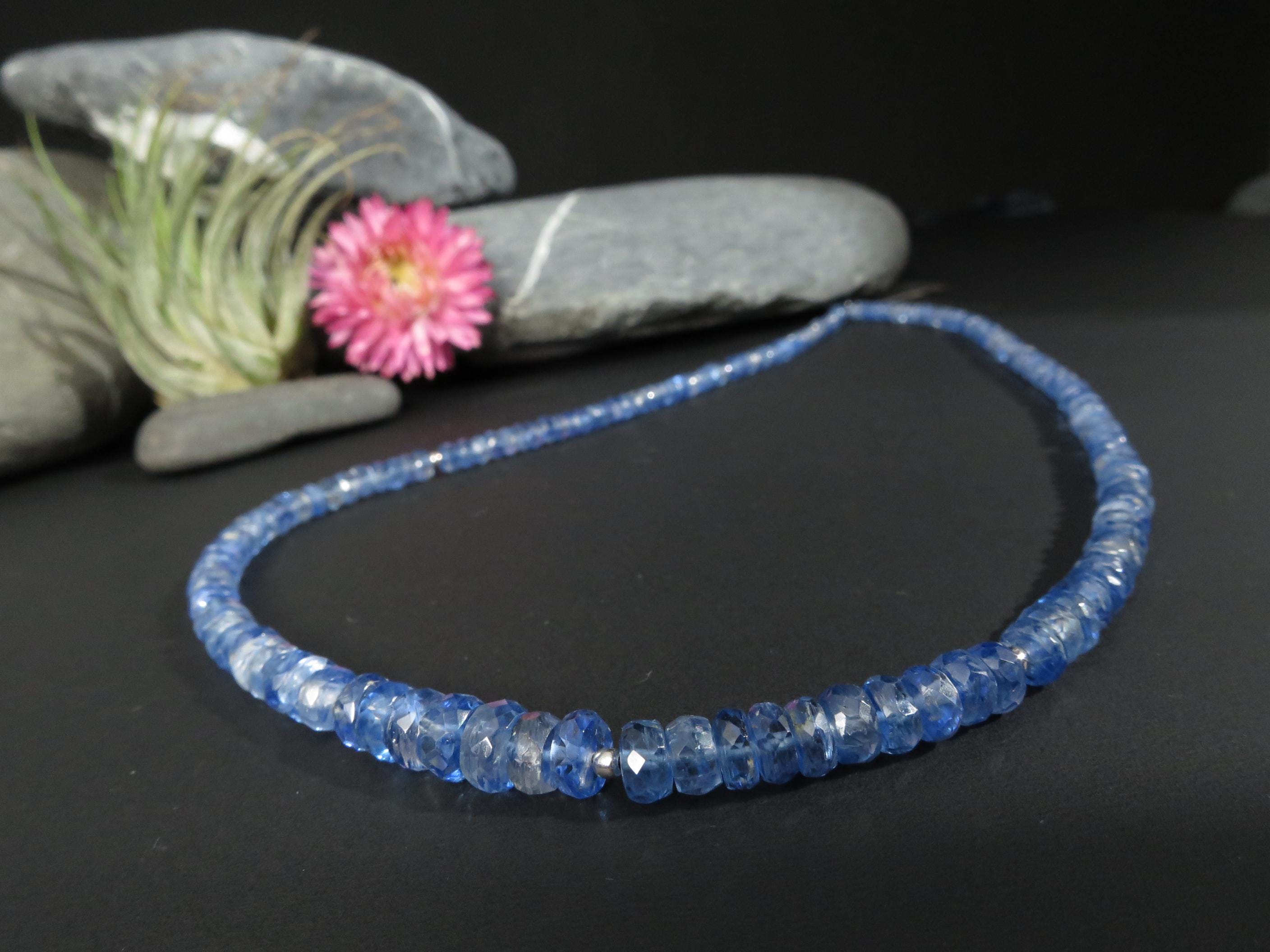 Kyanit Kette blau Disthen Edelstein Collier facettiert