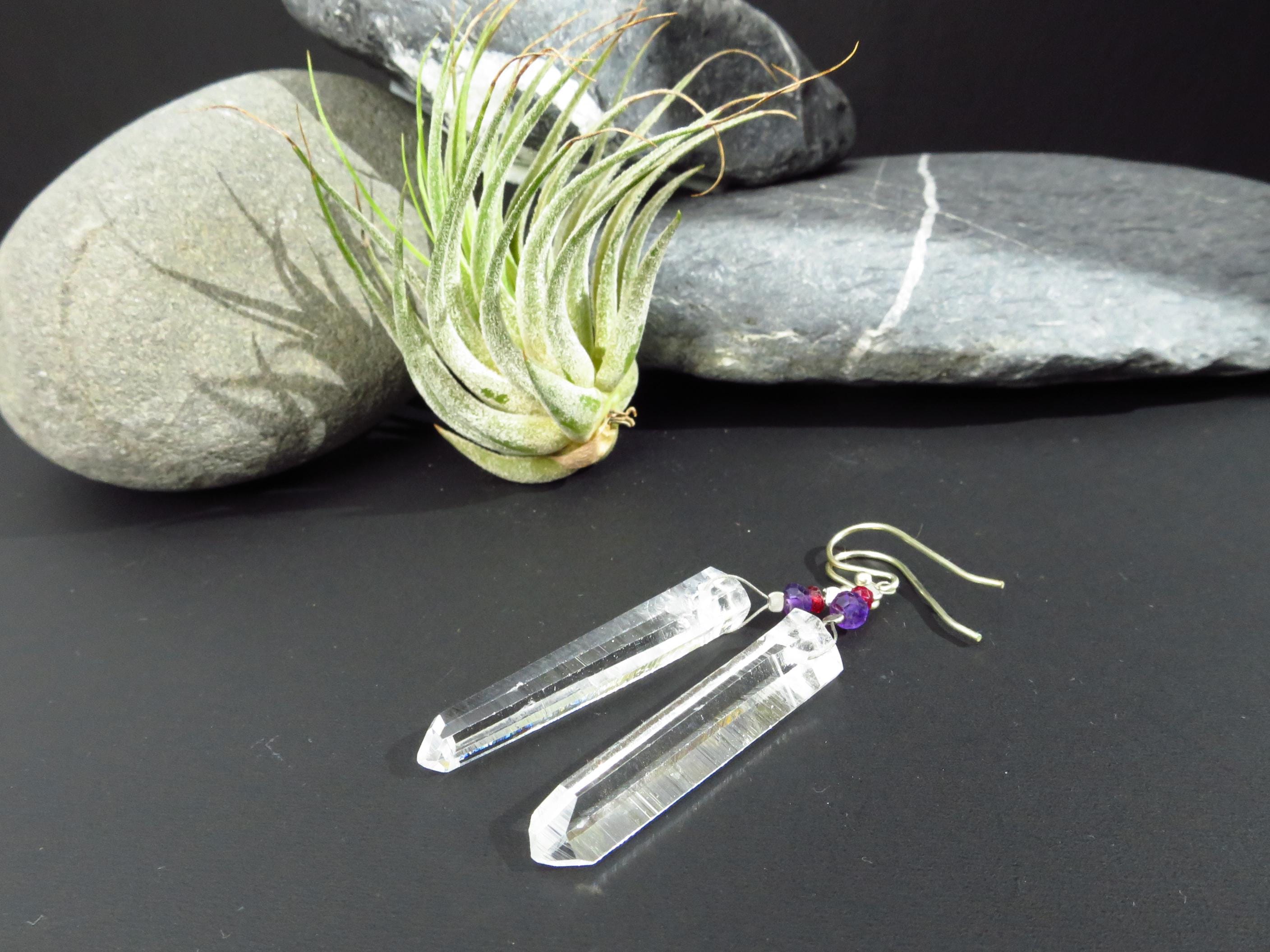 Bergkristall Ohrringe 925 Silber Natur Kristall Spitzen