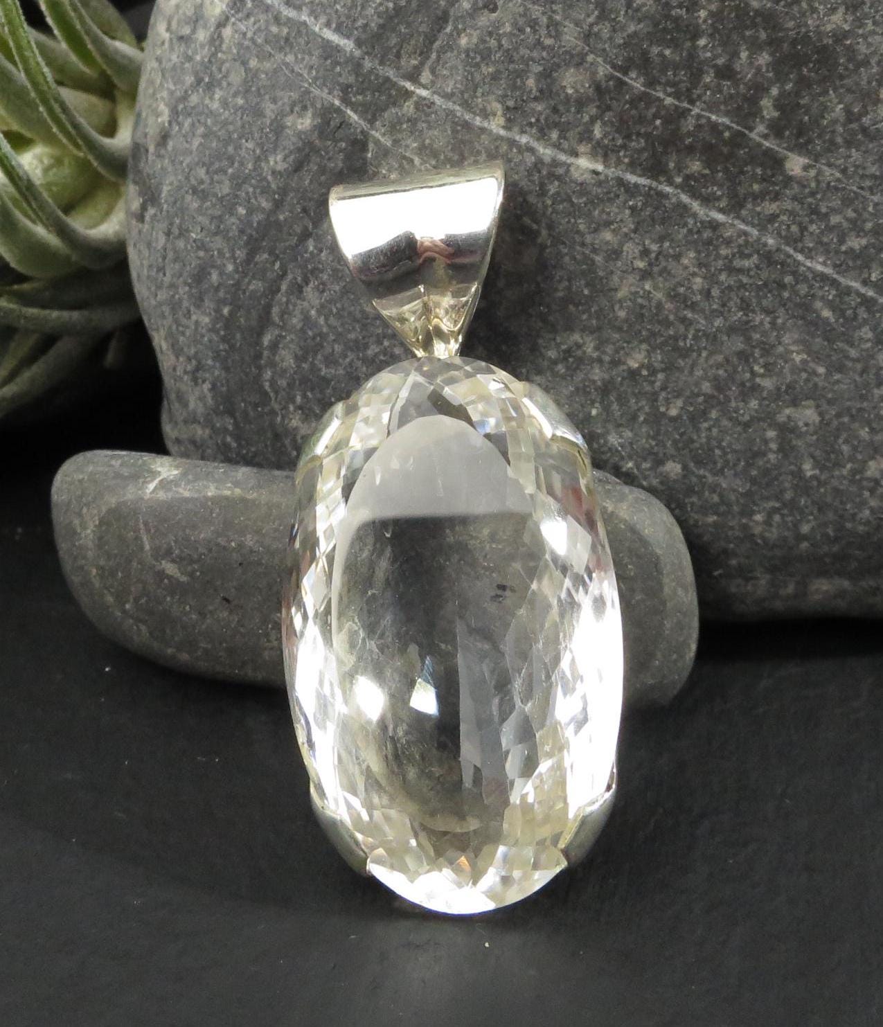 Bergkristall Anhänger Silber Natur Bergkristall Kettenanhänger Silber Kristall Anhänger Natur Edelstein Unikat Anhänger Unisex Bergkristall
