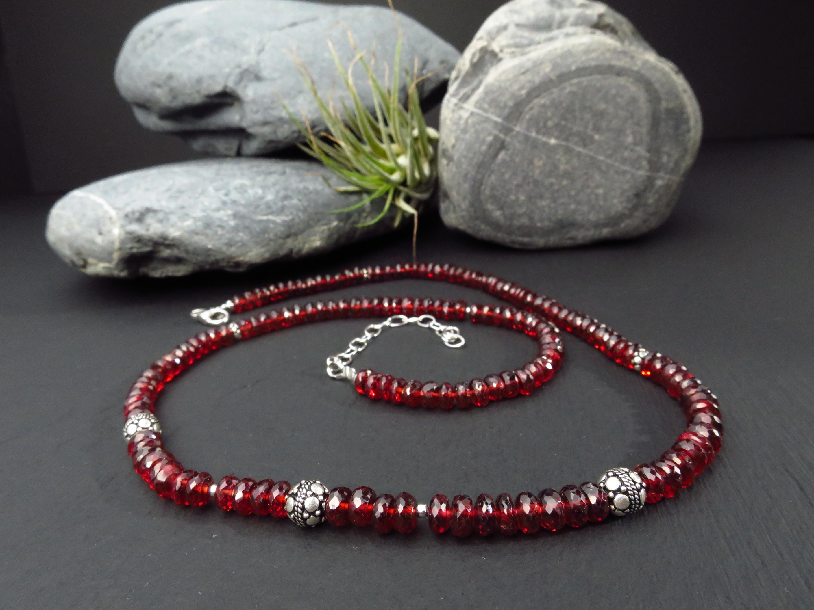 Rote Mosambik Granat Kette mit Verlängerungskette