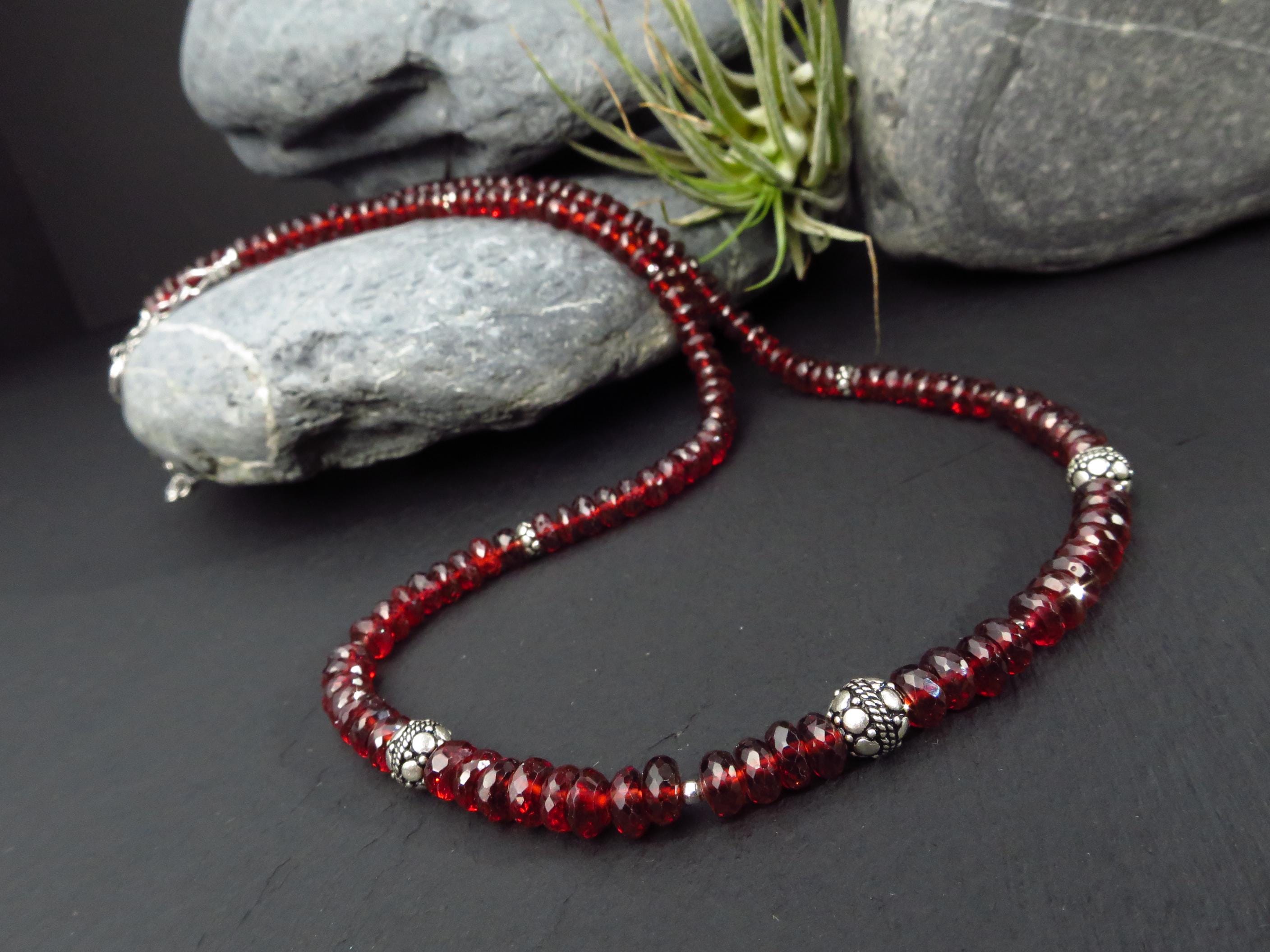 Rote Mosambik Granat Kette mit Verlängerungskette