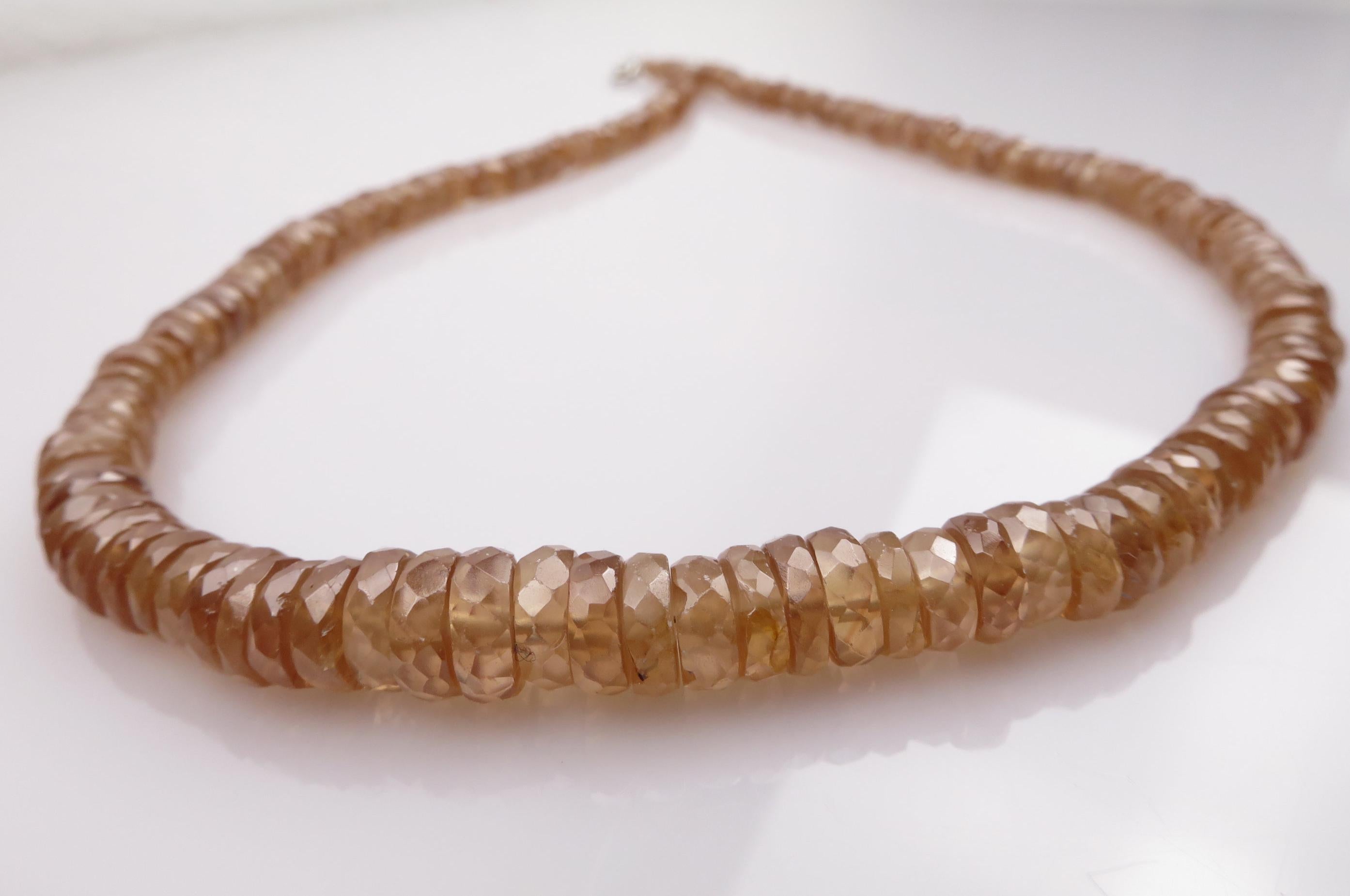 Zirkon Kette Silber echte Zirkon champagner Collier Natur Edelstein unbehandelt Zirkon Halskette Silber Rarität