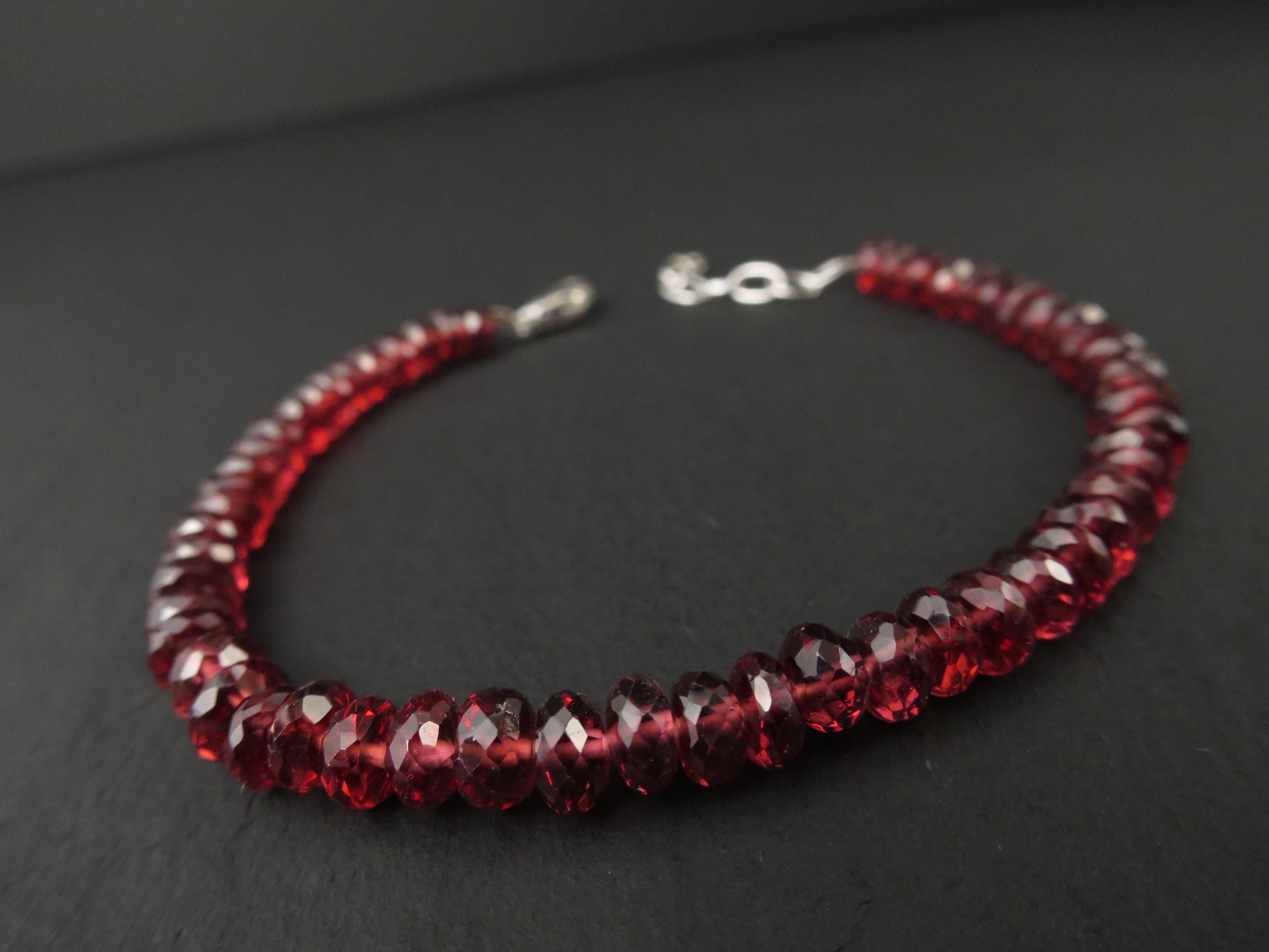 Granat Armband facettiert mit 925 Silber Verschluss