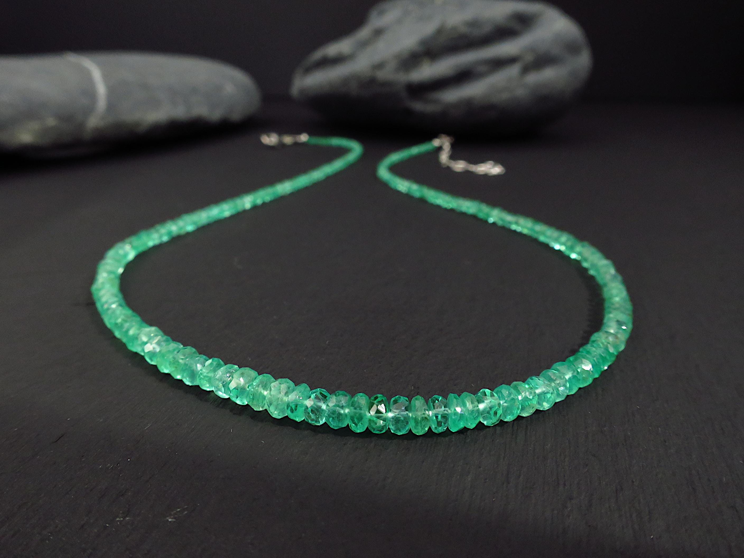 Grüne Smaragd Kette 925 Silber Afrika Natur Smaragd Äthiopien echte Edelstein Halskette