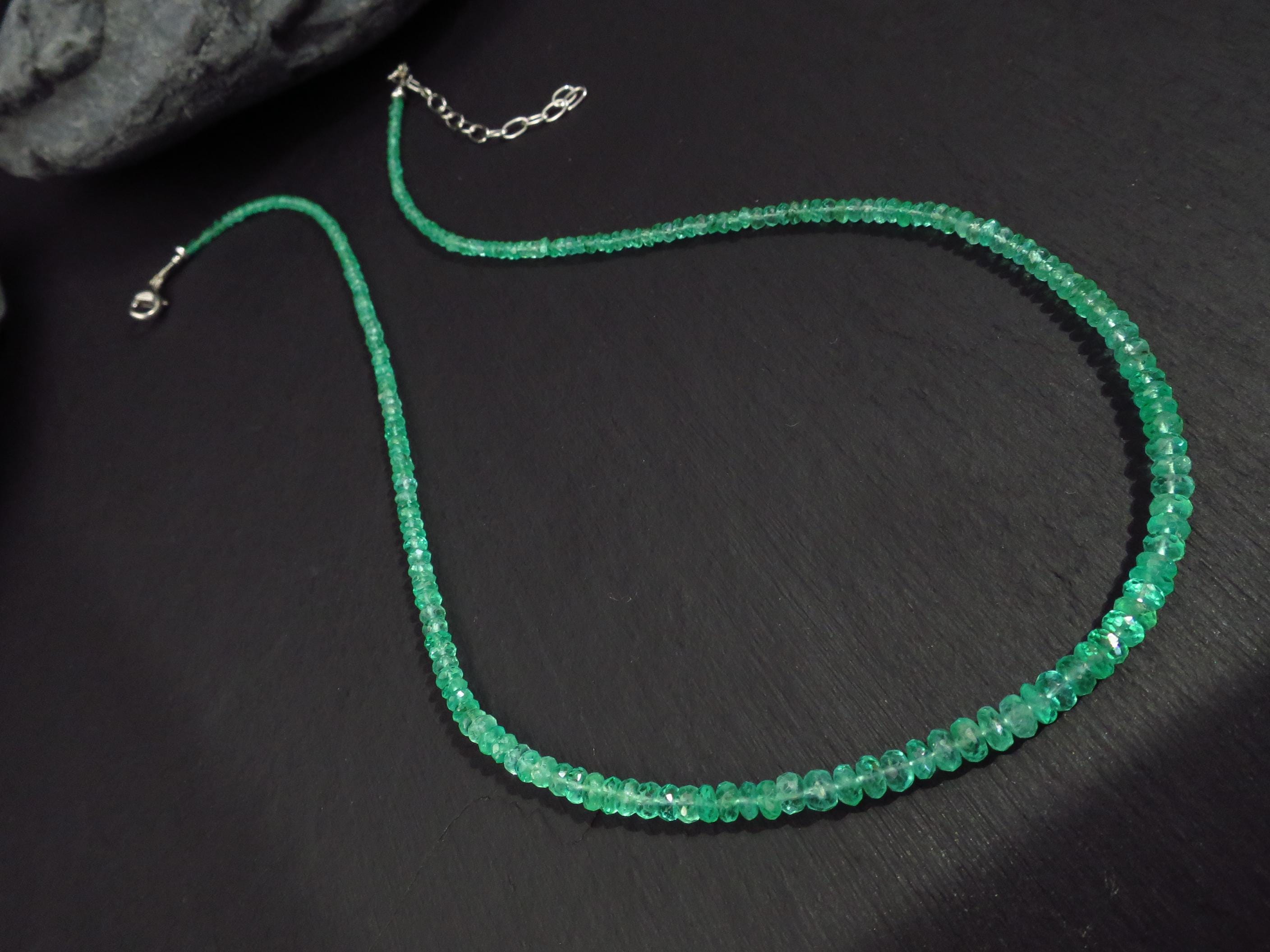 Grüne Smaragd Kette 925 Silber Afrika Natur Smaragd Äthiopien echte Edelstein Halskette