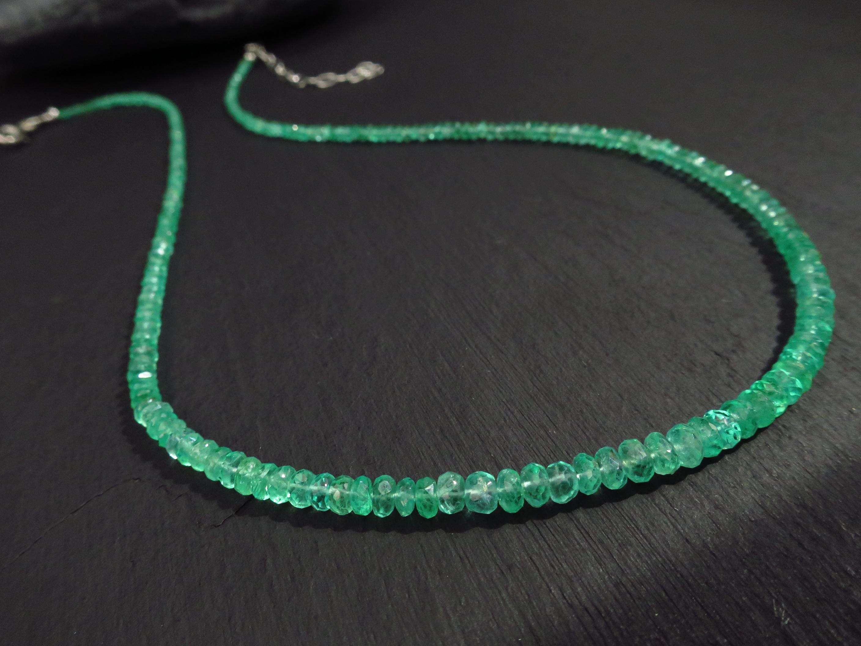 Grüne Smaragd Kette 925 Silber Afrika Natur Smaragd Äthiopien echte Edelstein Halskette