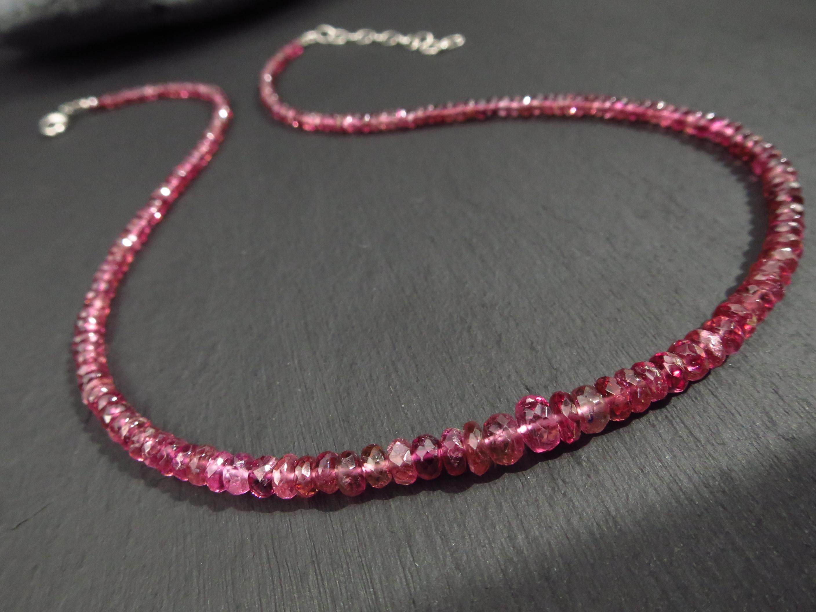 Pink Turmalin Kette facettiert echte Rubellit Turmalin Edelstein Halskette Geschenk Geburtstag lebendige rosa Edelstein Halskette