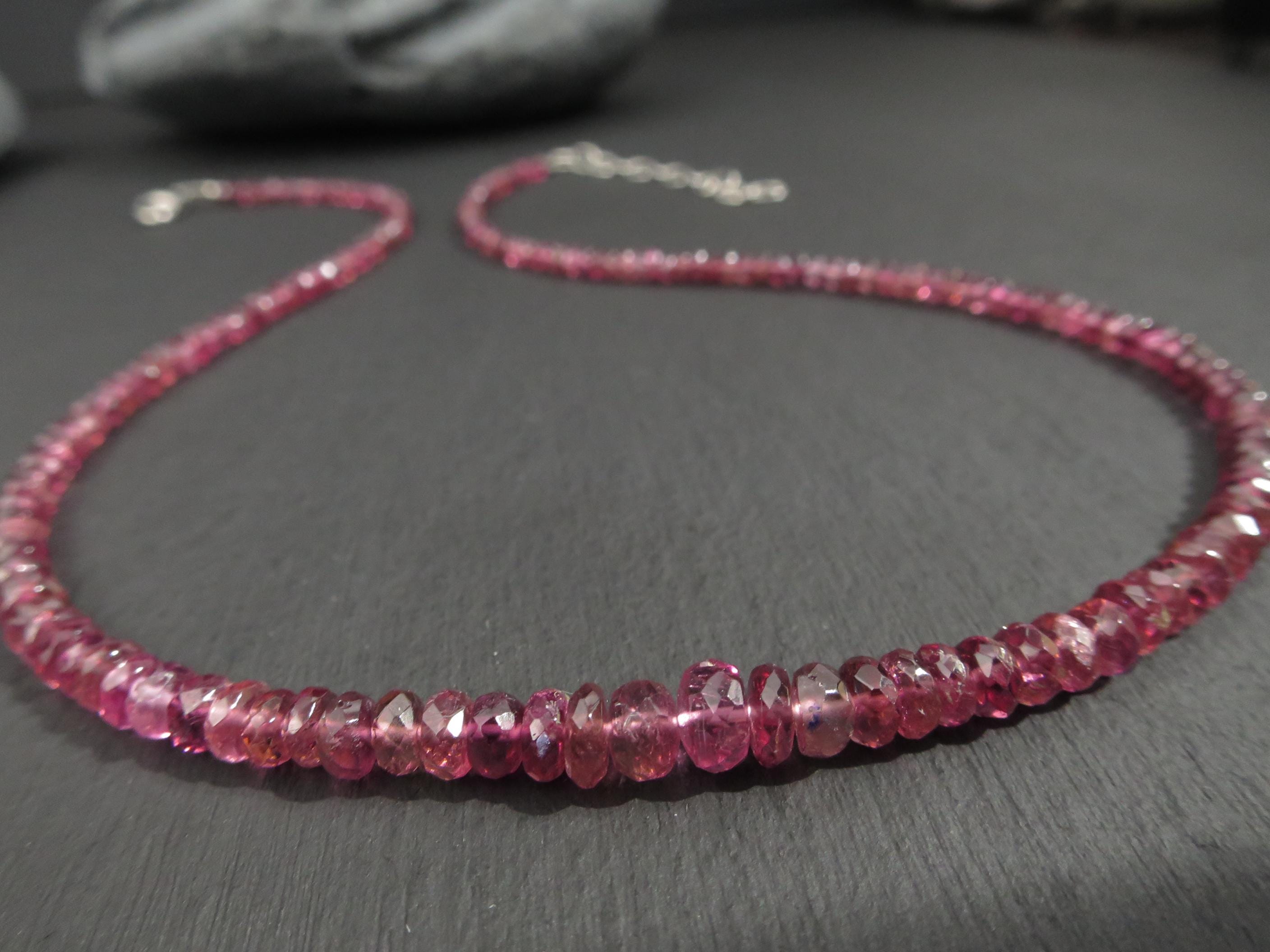 Pink Turmalin Kette facettiert echtes Edelstein Collier