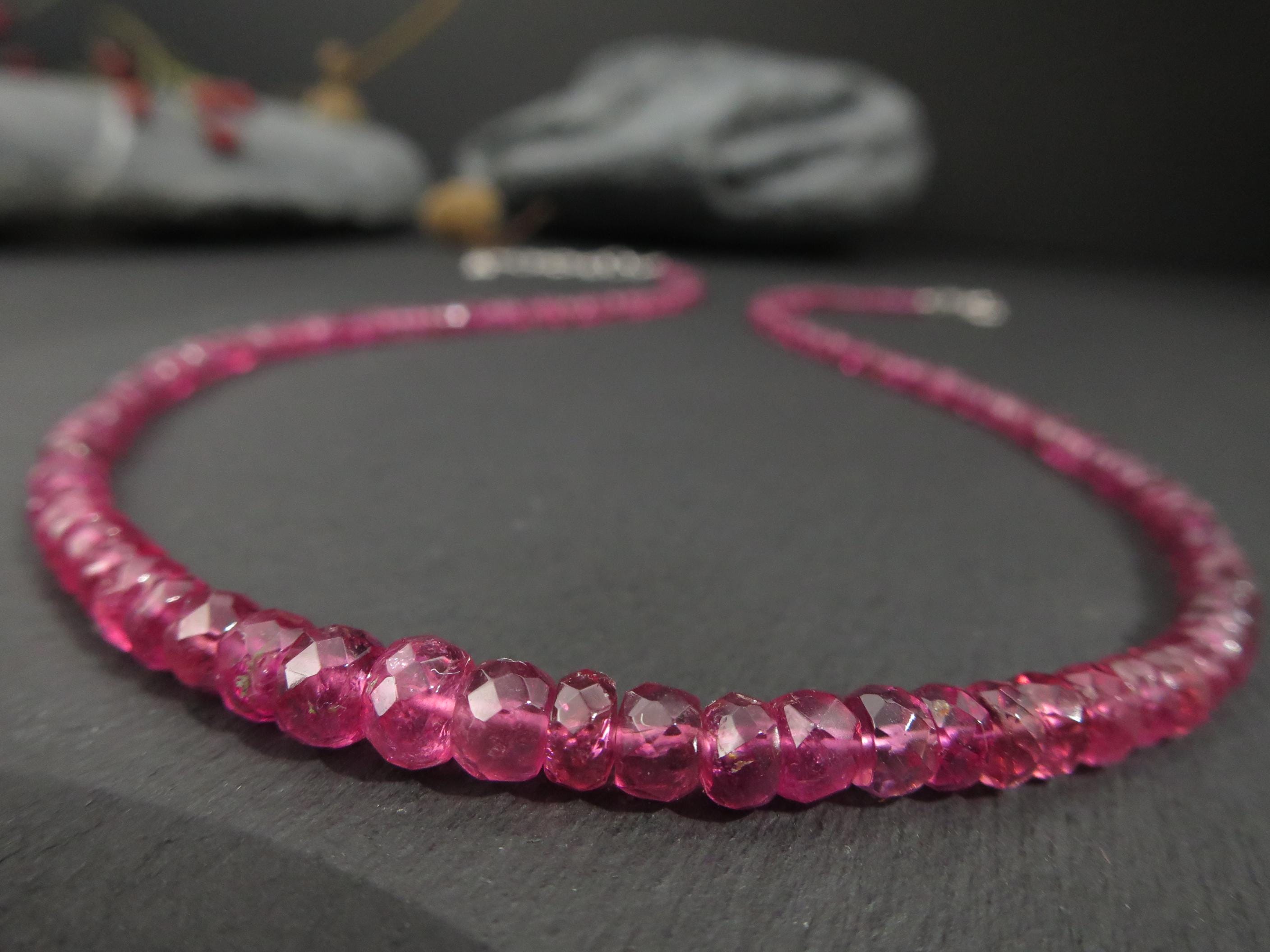 Pink Turmalin Kette Silber Rubellit Edelstein Halskette