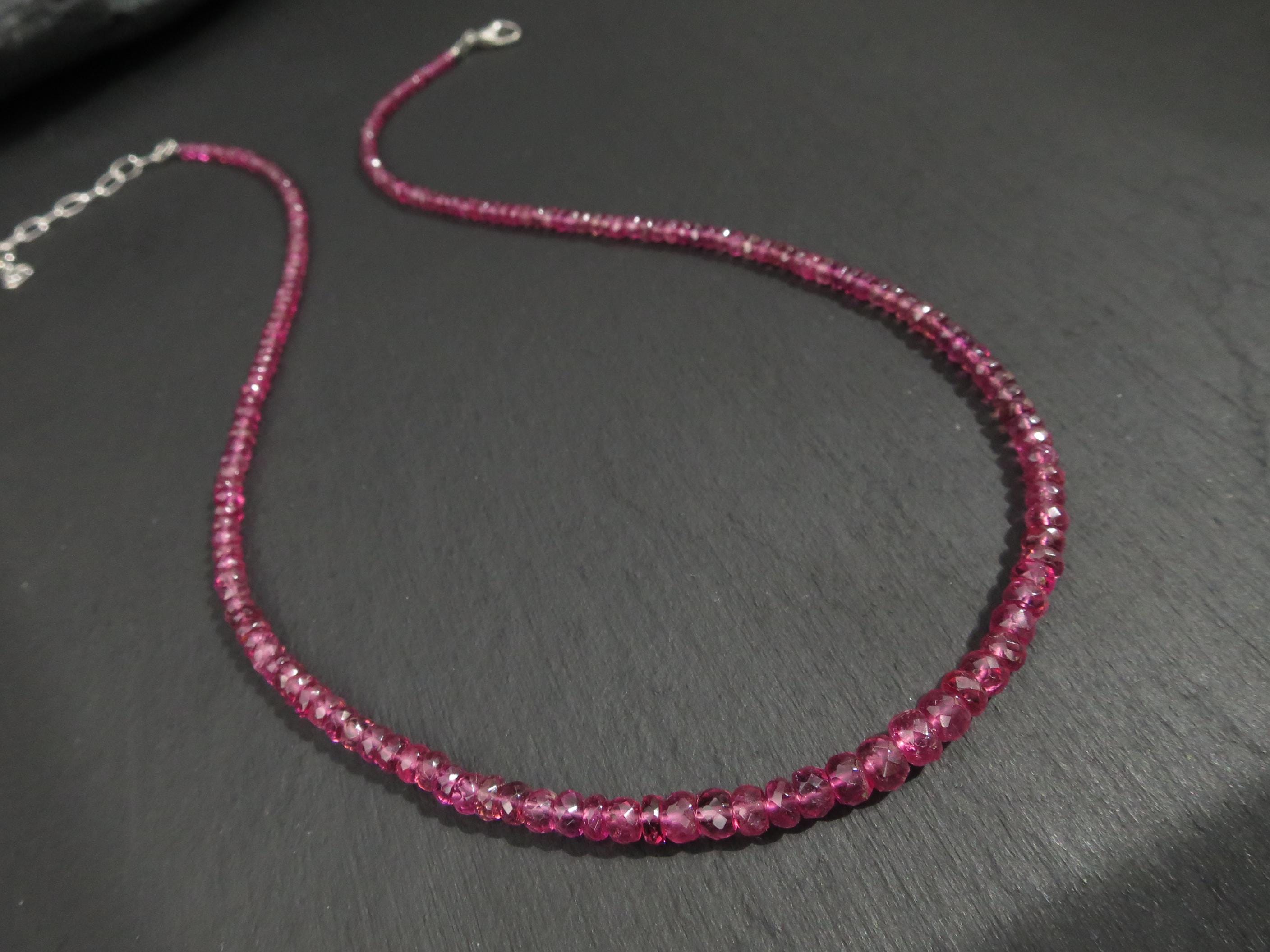 Pink Turmalin Kette Silber Rubellit Edelstein Halskette