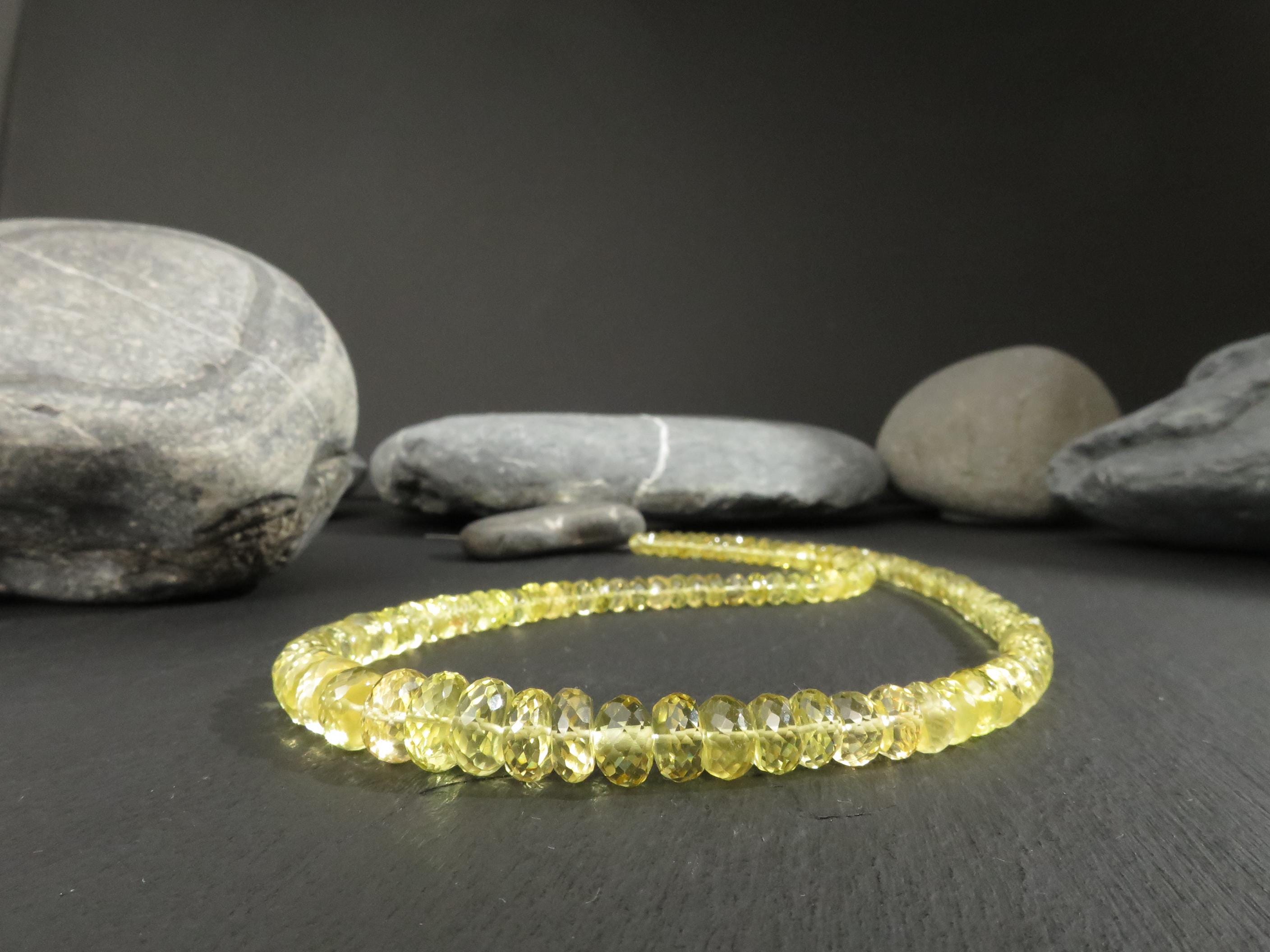 Heliodor Kette facettiert gelber Beryll Natur Edelsteinkette gelb