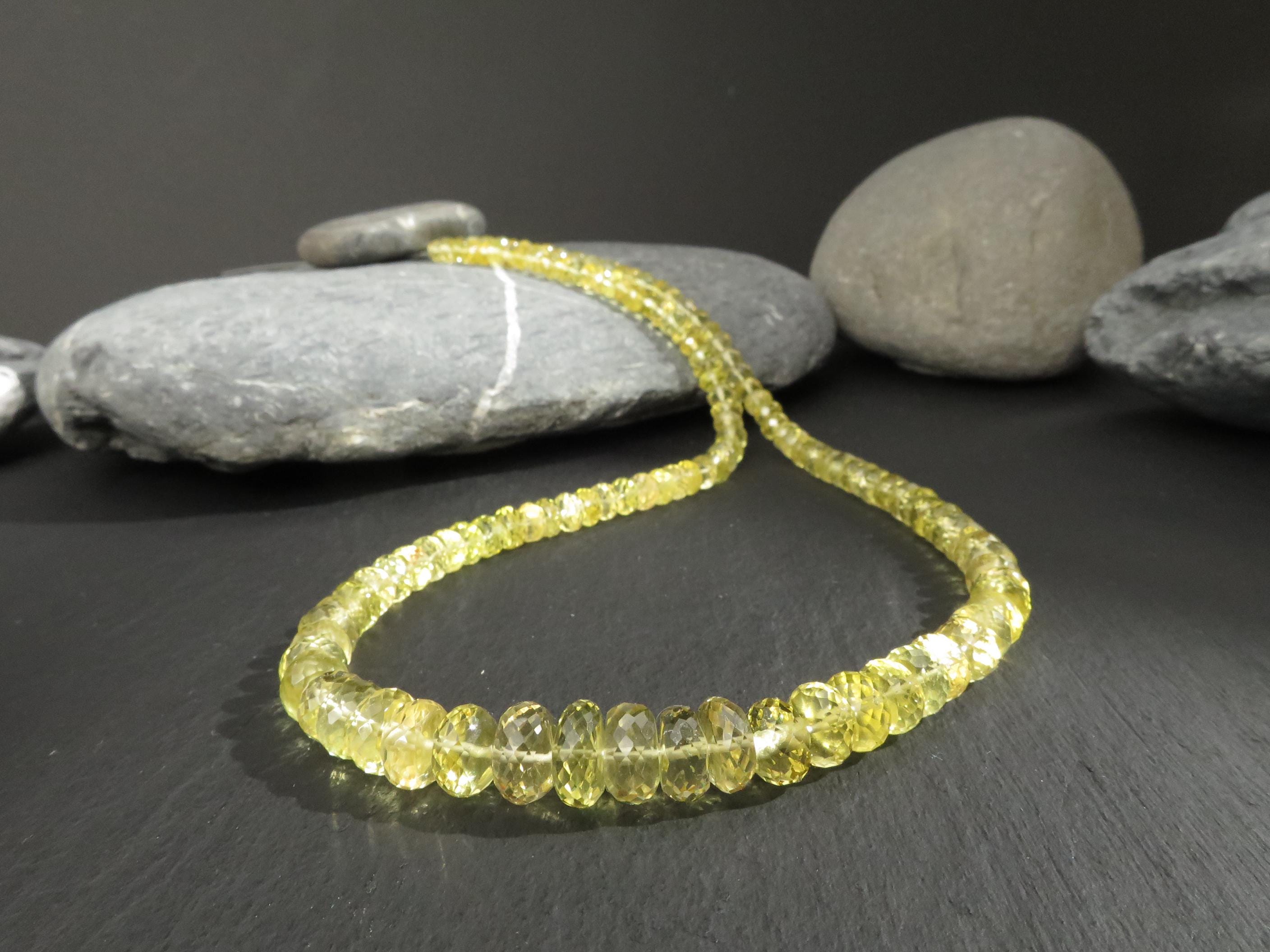 Heliodor Kette gelb 46cm AAA Beryll Edelsteinkette