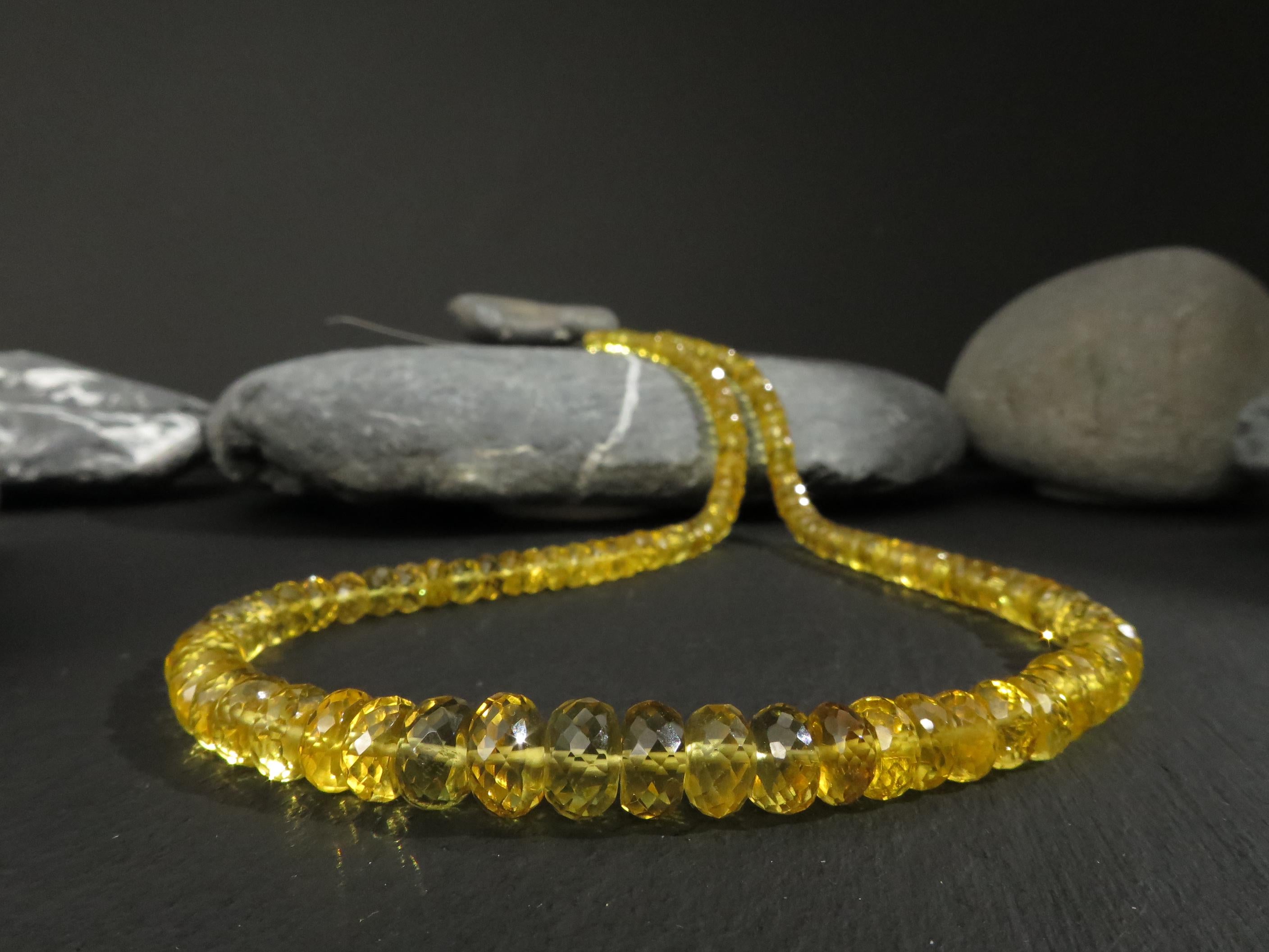 Heliodor Kette dunkelgelb 46cm Beryll Edelsteinkette