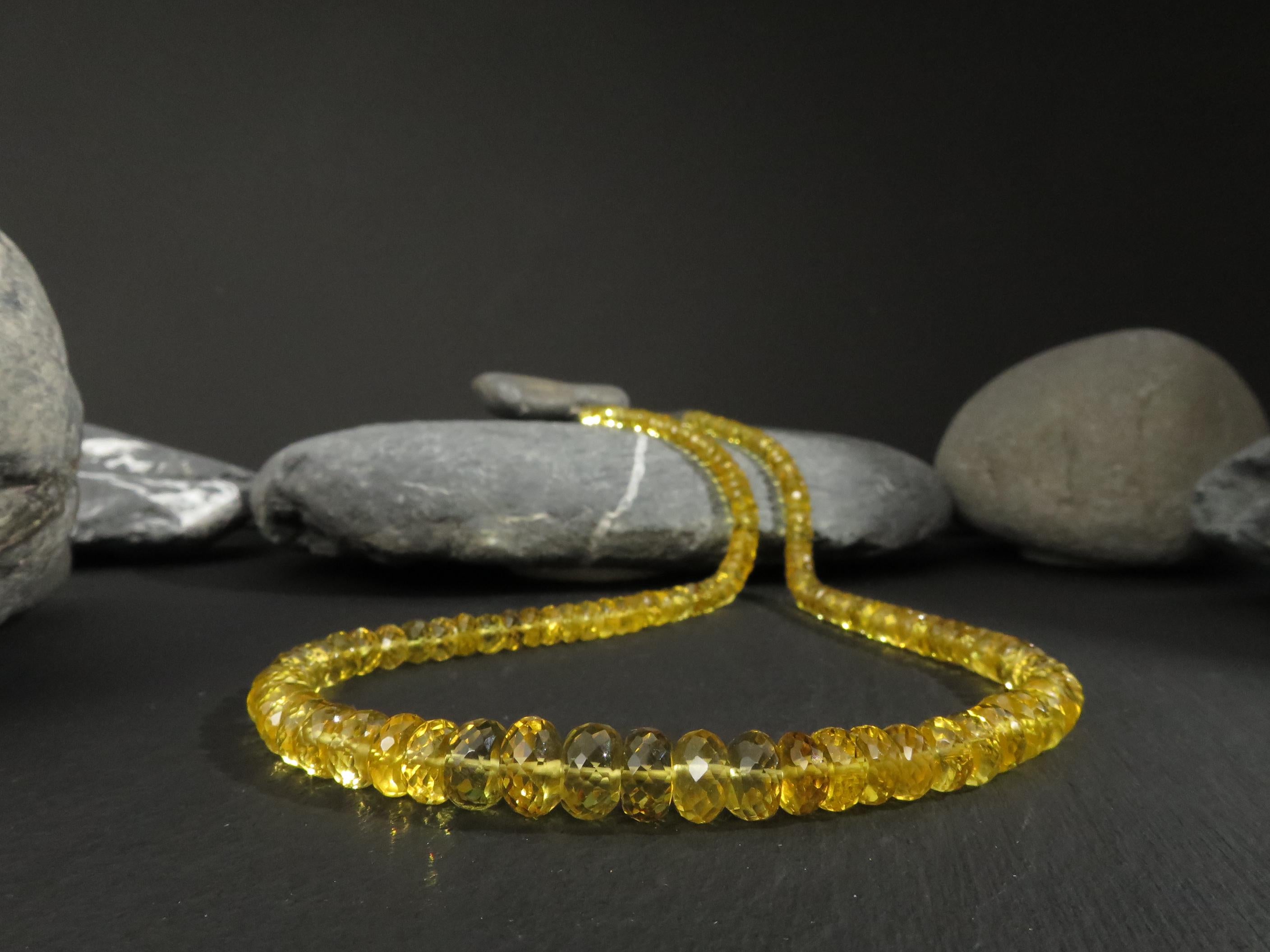 Heliodor Kette dunkelgelb 46cm Beryll Edelsteinkette