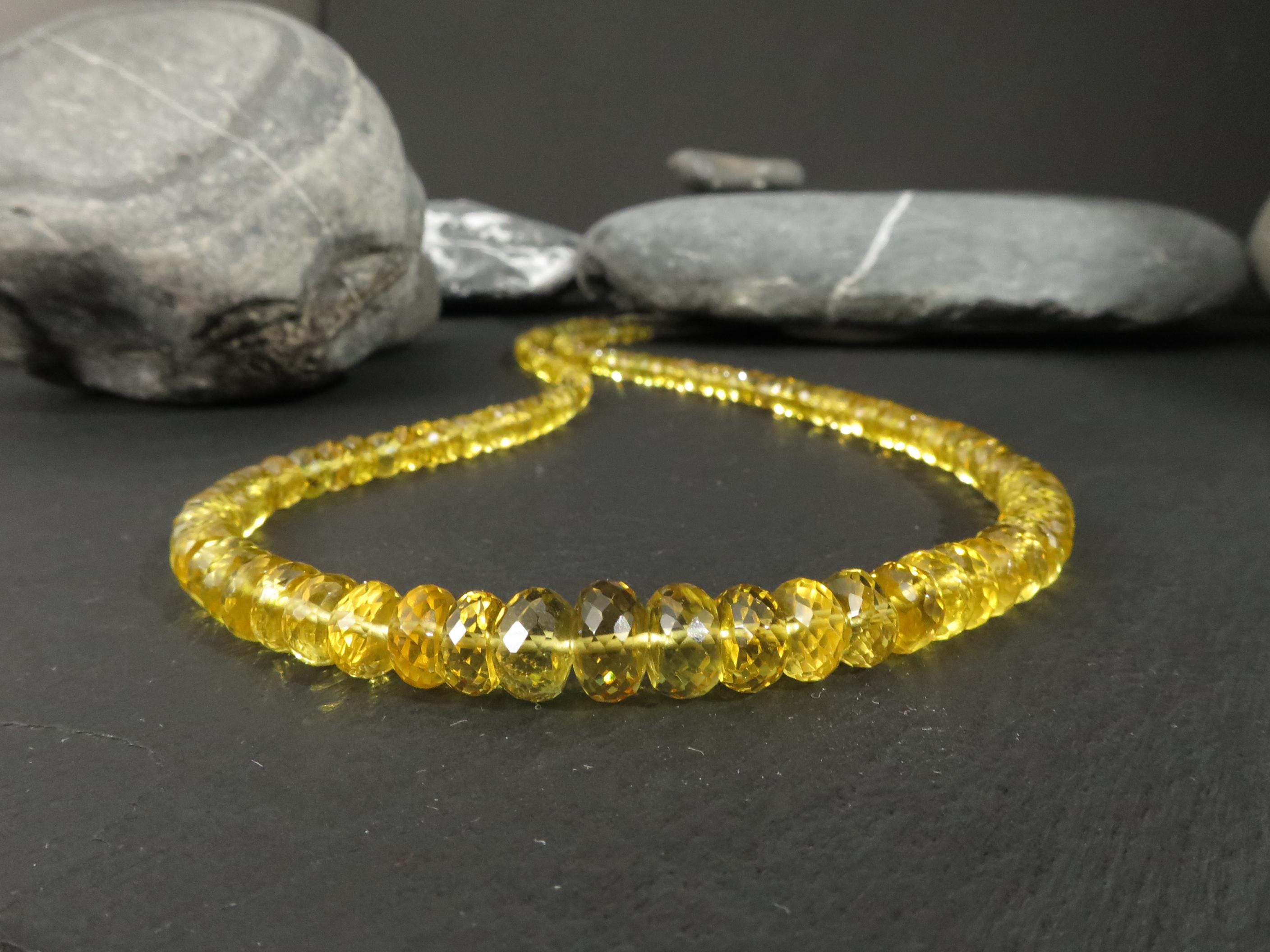 Heliodor Kette dunkelgelb 46cm Beryll Edelsteinkette