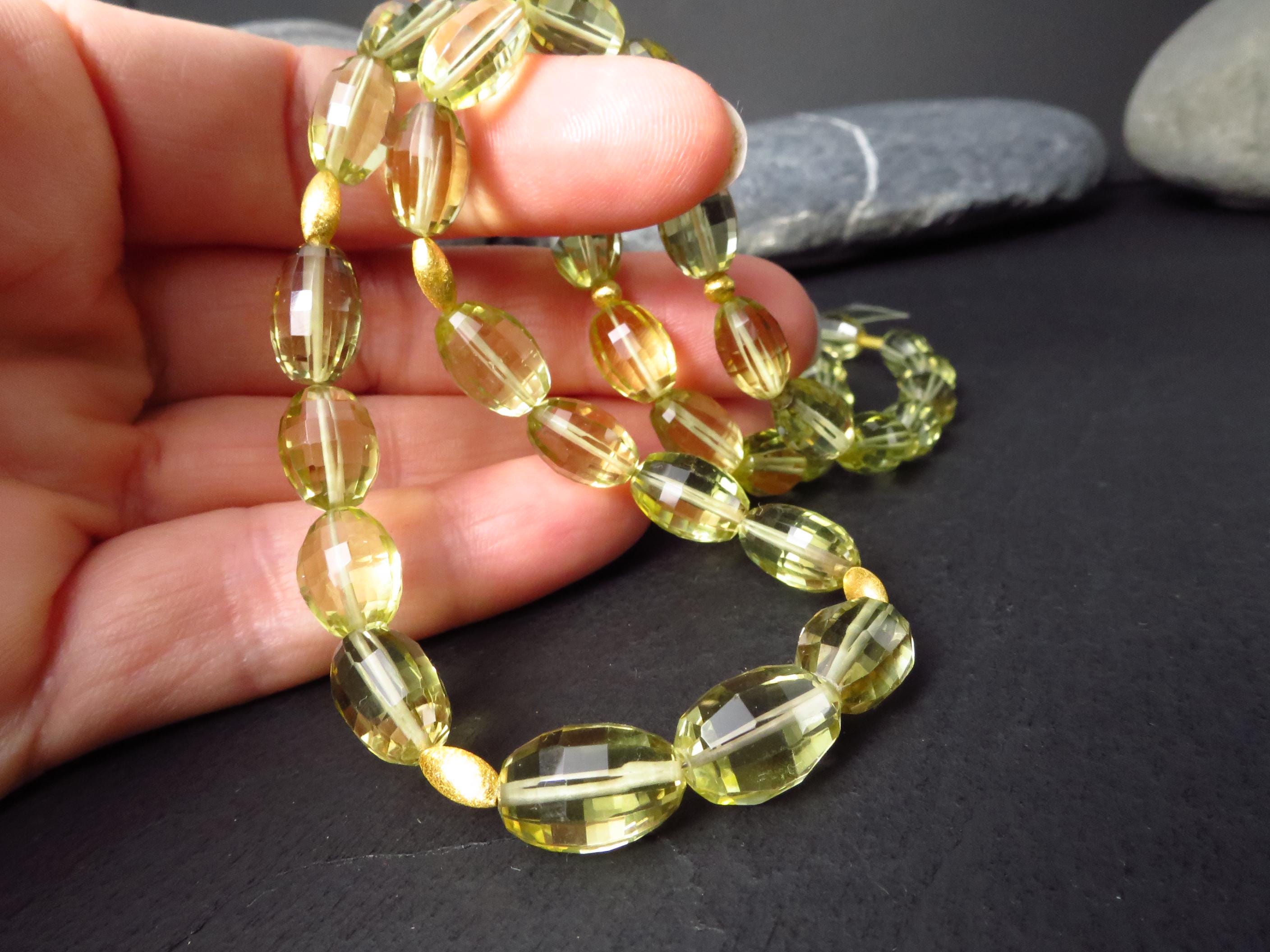 Citrin Edelsteinkette gelb 47cm Silber Lemonquarz