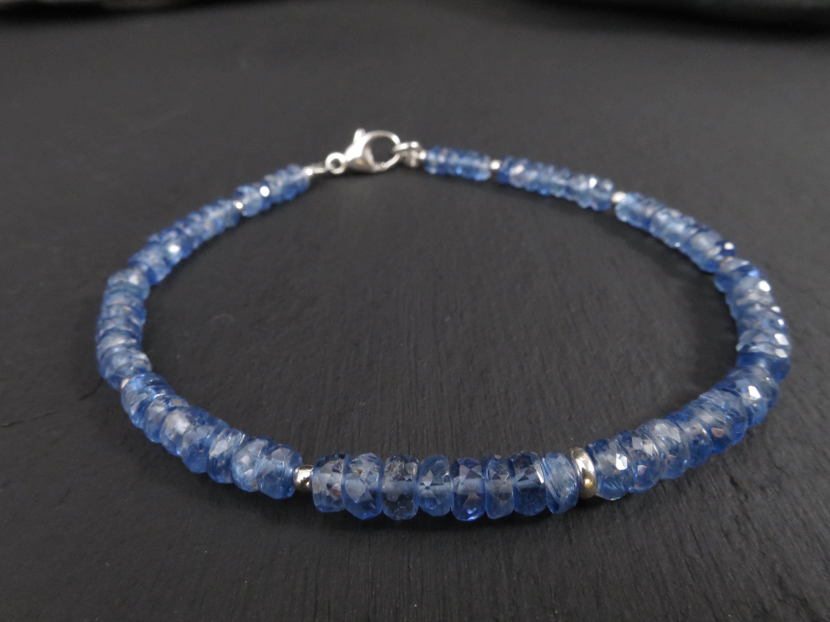 Kyanit Armband facettiert 19cm blaues Edelsteinarmband